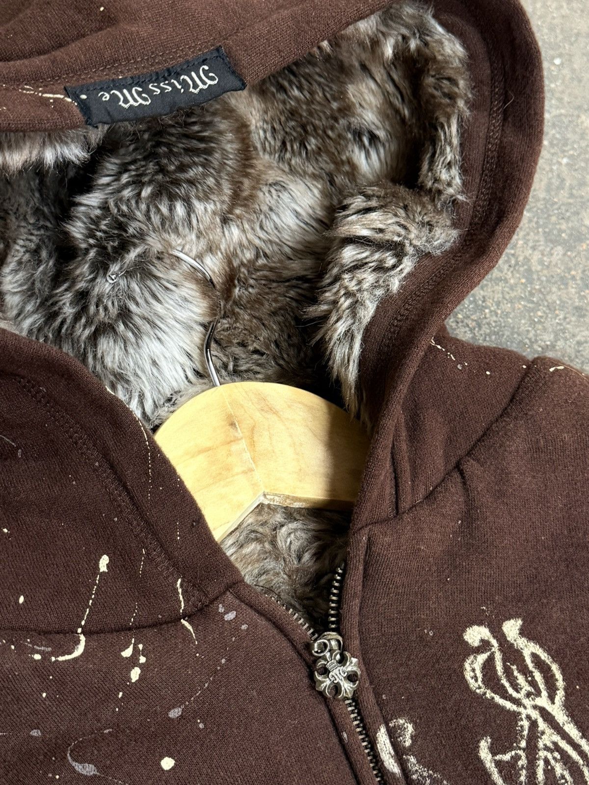 Miss Me RARE Miss Me Paint Splatter Reversible Chrome Zip Fur Hoodie Size S / US 4 / IT 40 - 5 Thumbnail