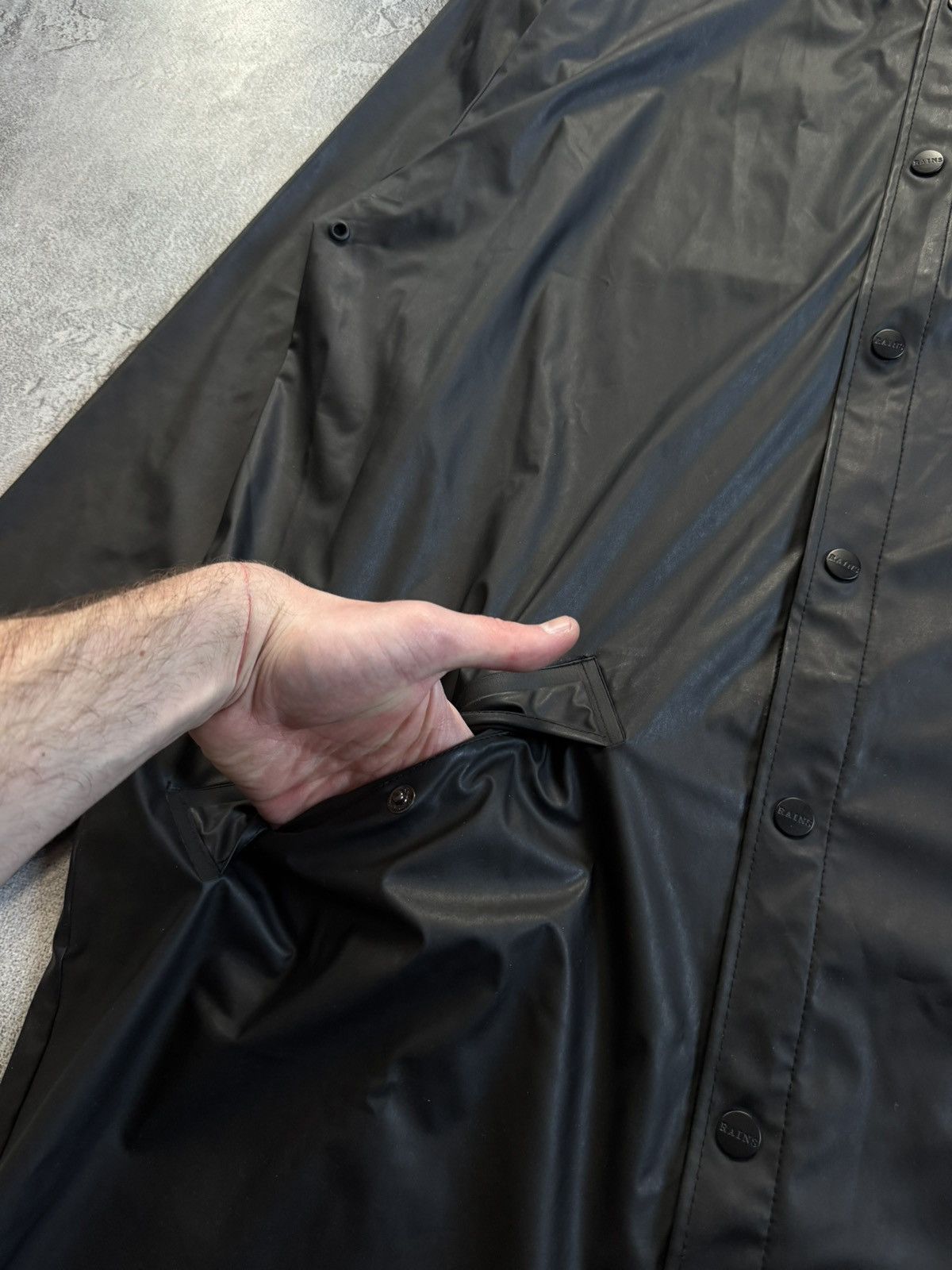 Rains Rains L/XL waterproof light long jacket hooded long coat Size US XL / EU 56 / 4 - 9 Thumbnail