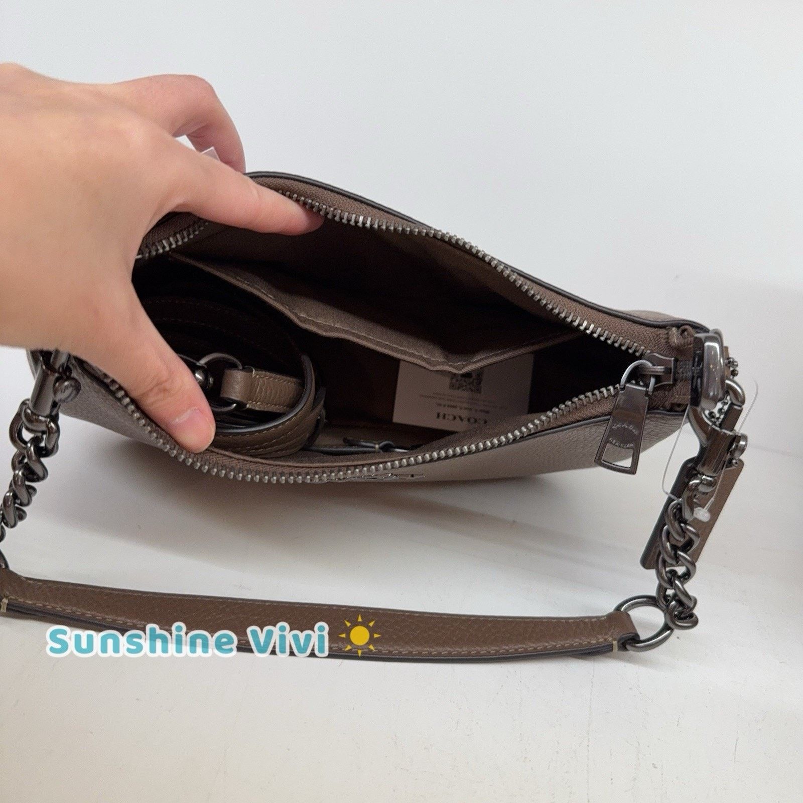 Coach NWT Coach Teri Shoulder Bag CV934 Leather/Qb/Dark Stone Size ONE SIZE - 4 Thumbnail