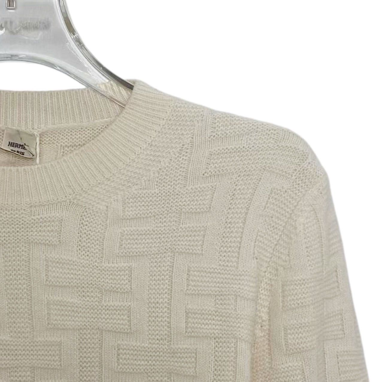 Hermes Hermes White All Over Print Long Sleeve Sweater K26WX Size XXS / US 00 / IT 34 - 3 Thumbnail