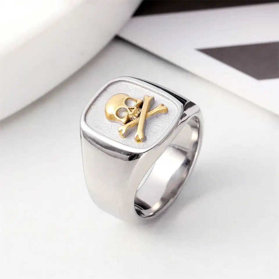 Other Simple Skull Ring Small Stainless Steel Biker Ring Jewelry Size ONE SIZE - 2 Thumbnail