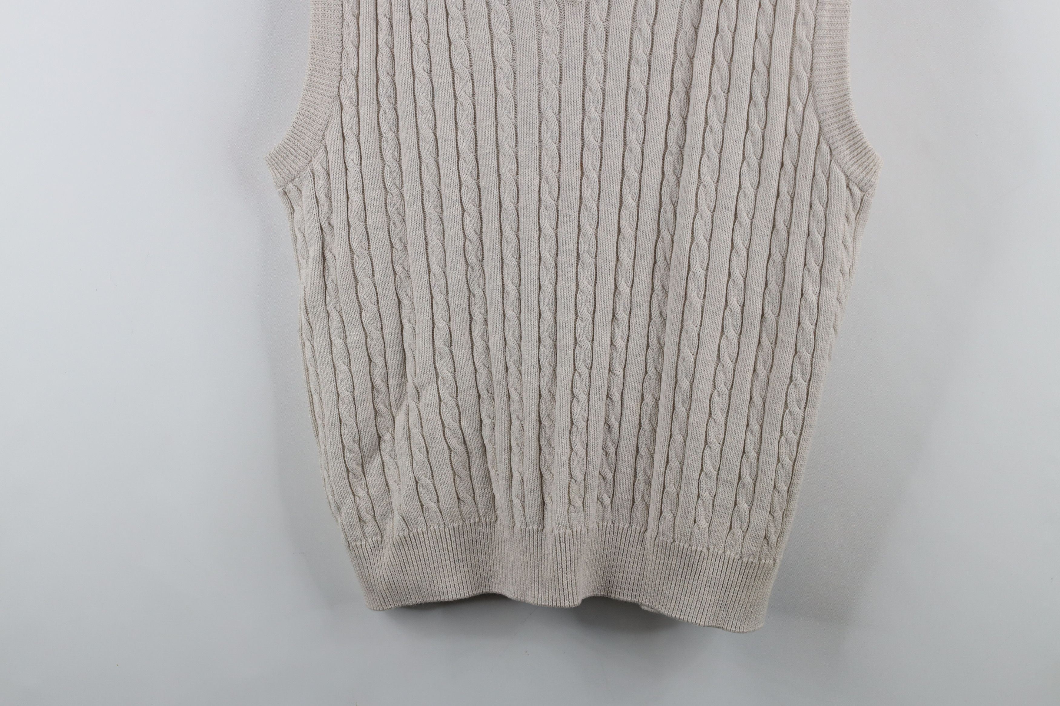 Vintage Vintage 90s Streetwear Cable Knit V-Neck Sweater Vest Beige Size US XL / EU 56 / 4 - 3 Thumbnail