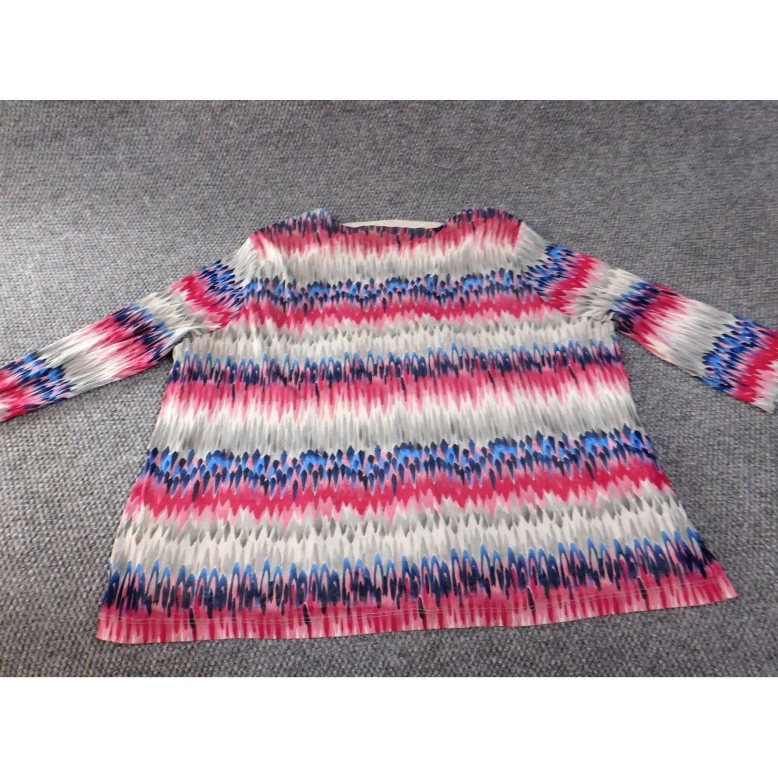 Vintage Alfred Dunner Blouse Shirt 3X Womens Red Striped Knit Pullover Crew Neck Stretch Casual Plus Size Size XXL / US 16-18 / IT 52-54 - 7 Thumbnail