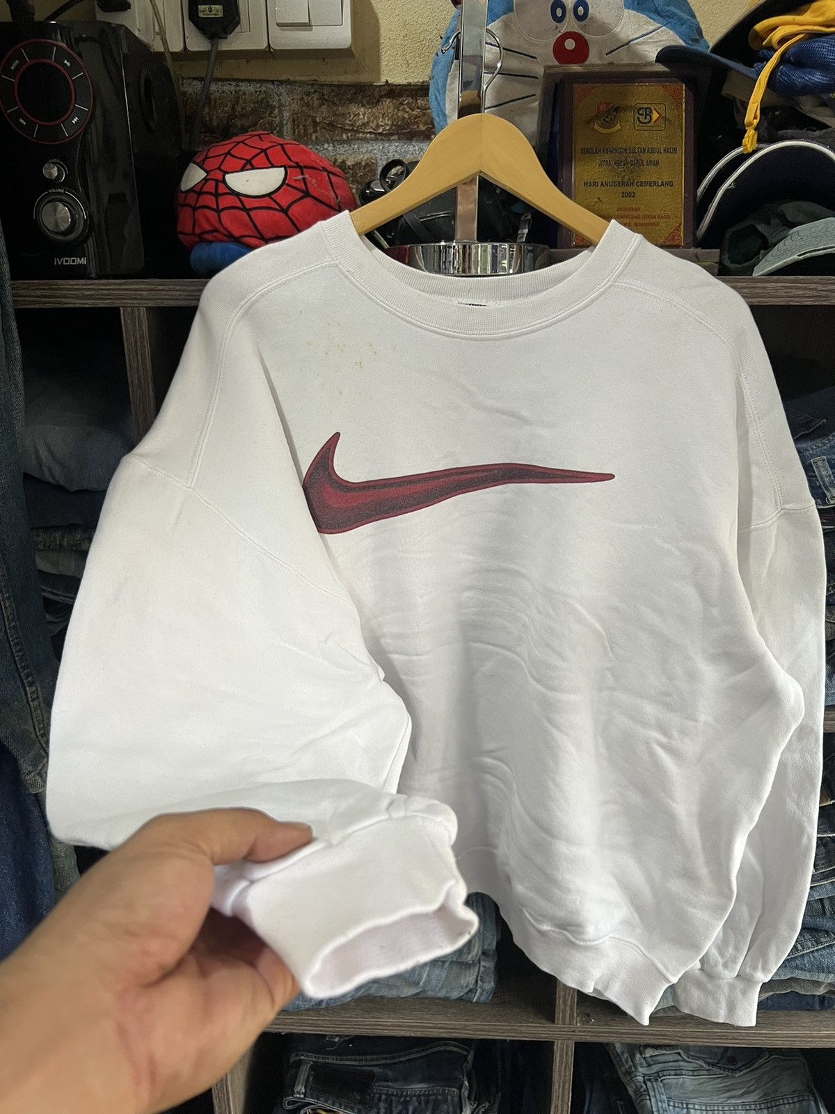Nike 🔥Vintage Nike Big Swoosh Crewneck Sweatshirt Size US XXL / EU 58 / 5 - 9 Thumbnail