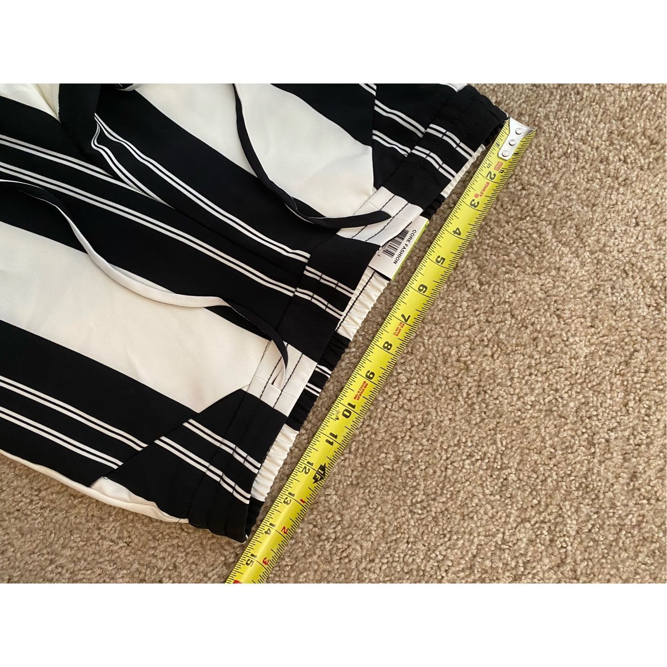 I.N.C INC NWT Black Striped Drawstring Black/White Wide Leg Pants, Size 27" / US 4 / IT 40 - 4 Thumbnail