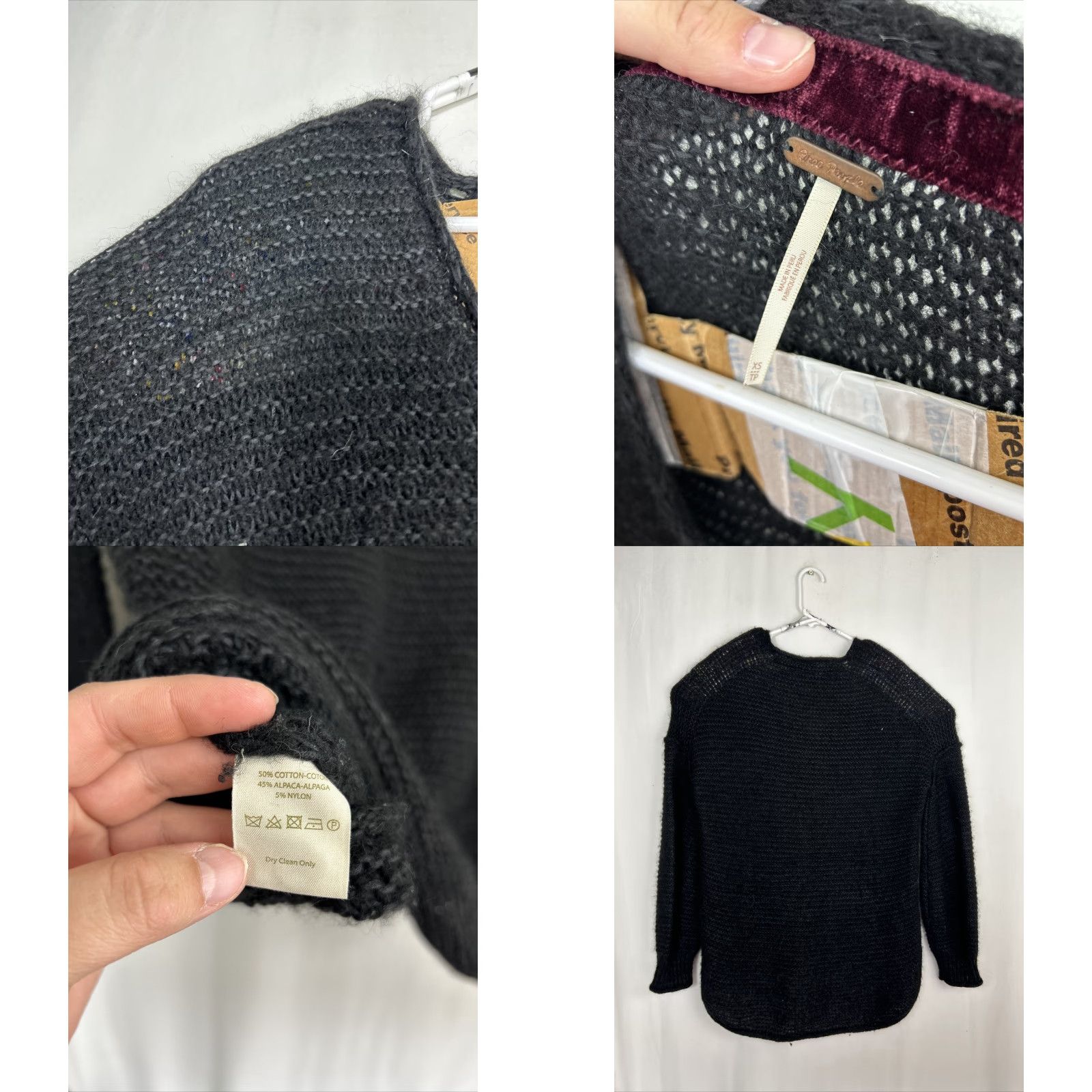 Free People Free People Womens XS Knit Sweater Black Oversized Boho Knit Pullover Warm Casual Womens XS Black Bohemian Size XS / US 0-2 / IT 36-38 - 8 Thumbnail