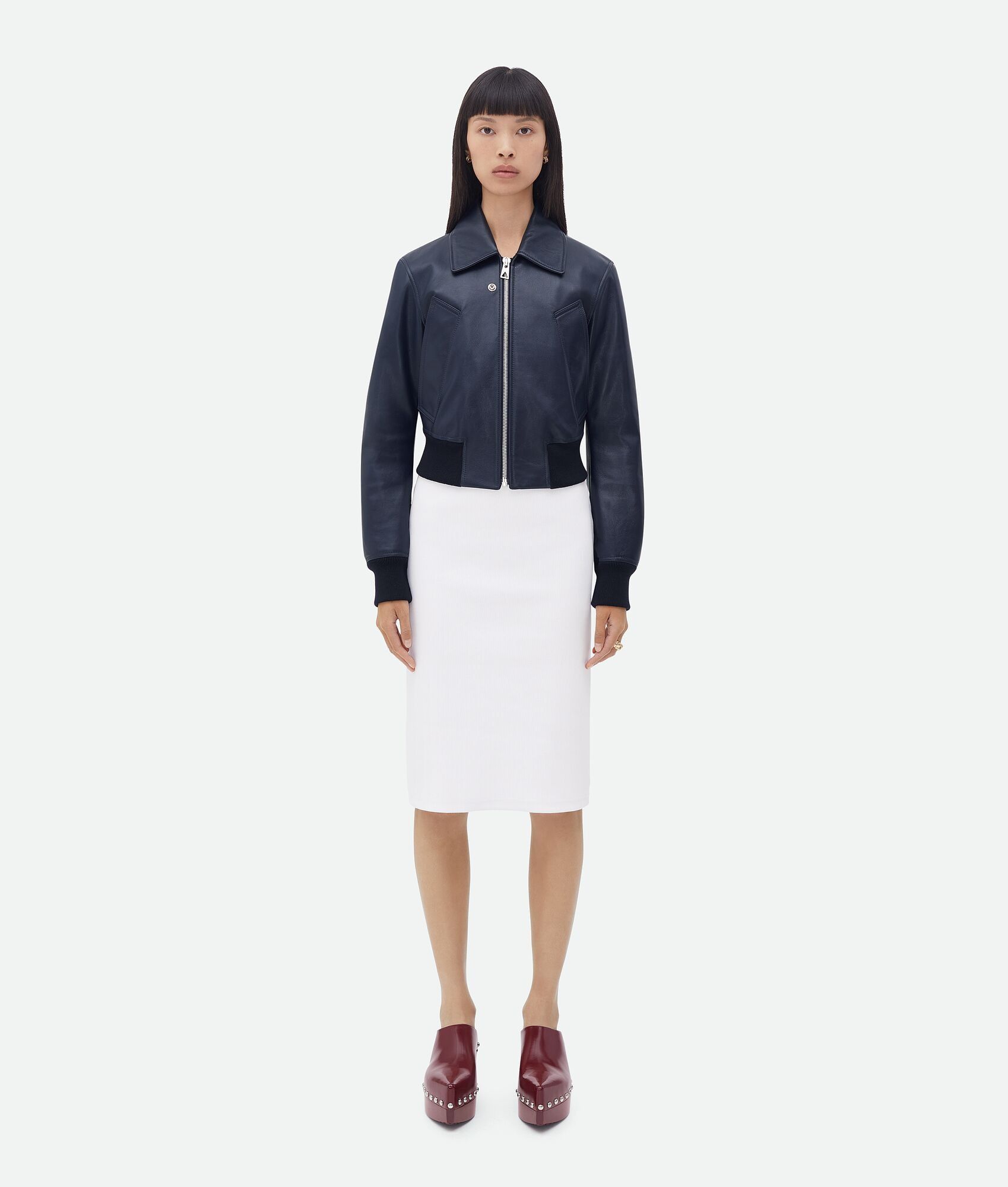 Bottega Veneta o1n1vont0325 Leather Jacket in Navy Size XS / US 0-2 / IT 36-38 - 1 Thumbnail