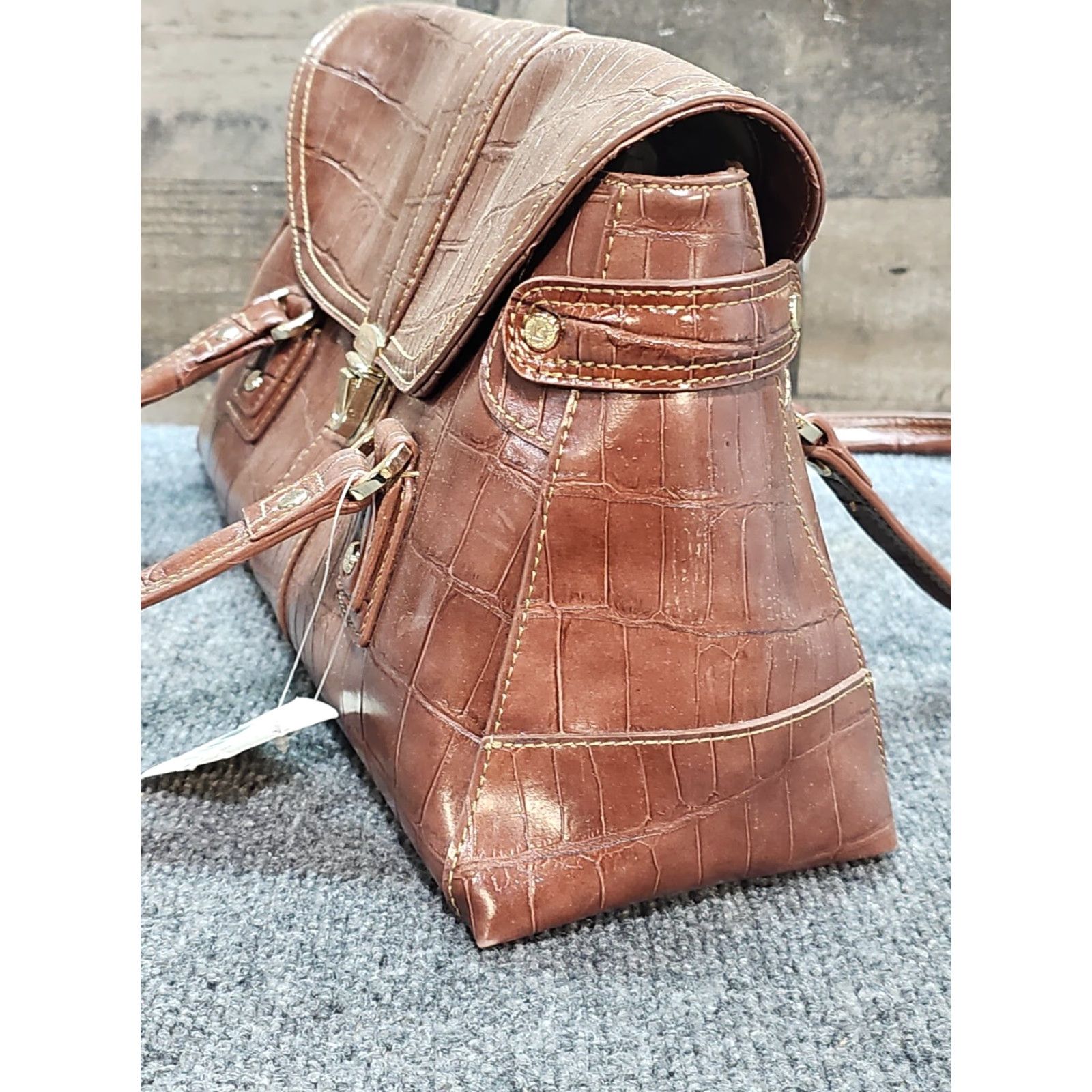Liz Claiborne Liz Claiborne Hand Bag Purse Brown False Leather Print NWT 15"x8" Tote Bag Size ONE SIZE - 5 Thumbnail