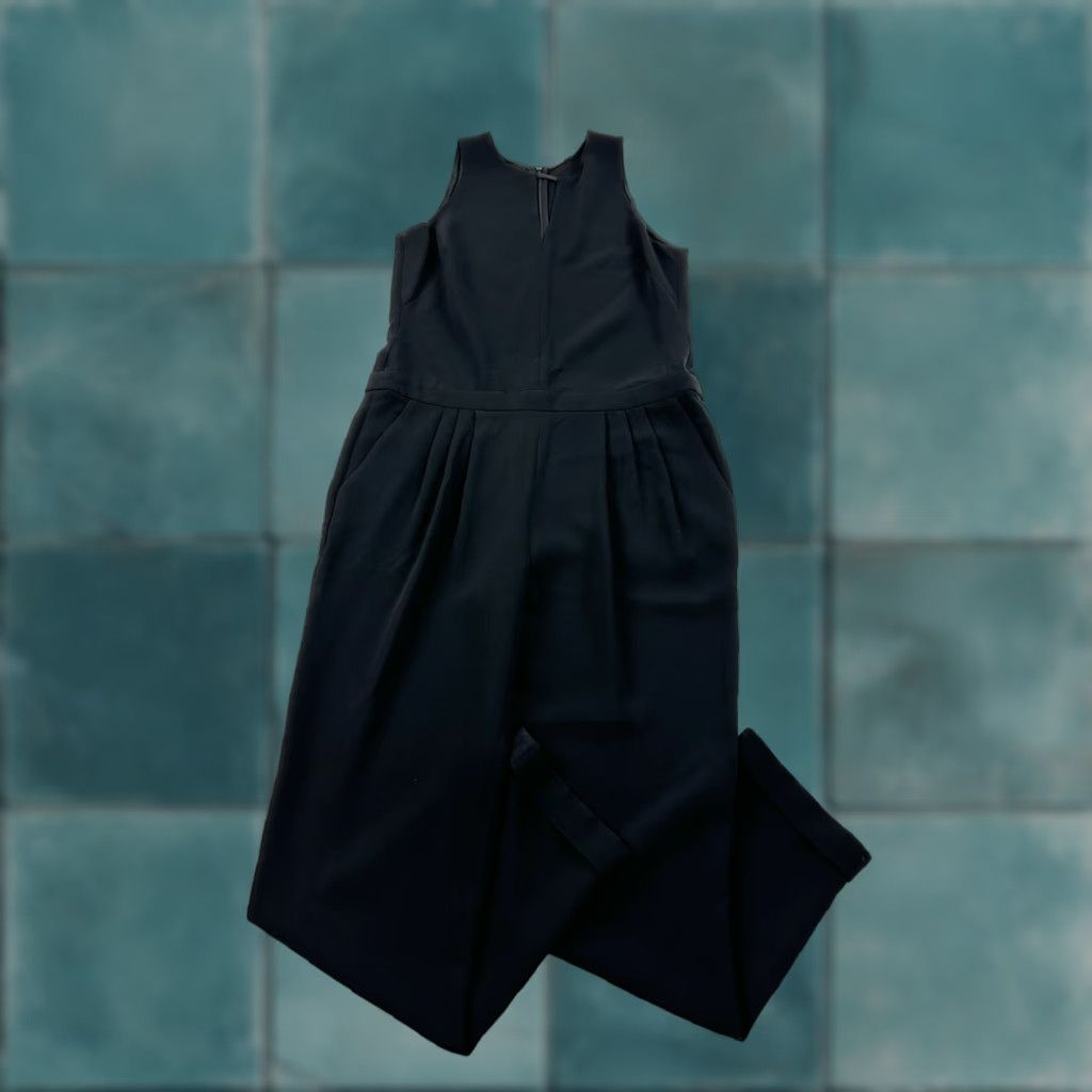 Bones Rag And Bone Jumpsuit Women’s 10 Leather Detail Sleeveless High Neck Key Hole Front Pockets Black Solid Dress/One-Piece Casual Workwear Party/Cocktail Size 32" / US 10 / IT 46 - 1 Thumbnail