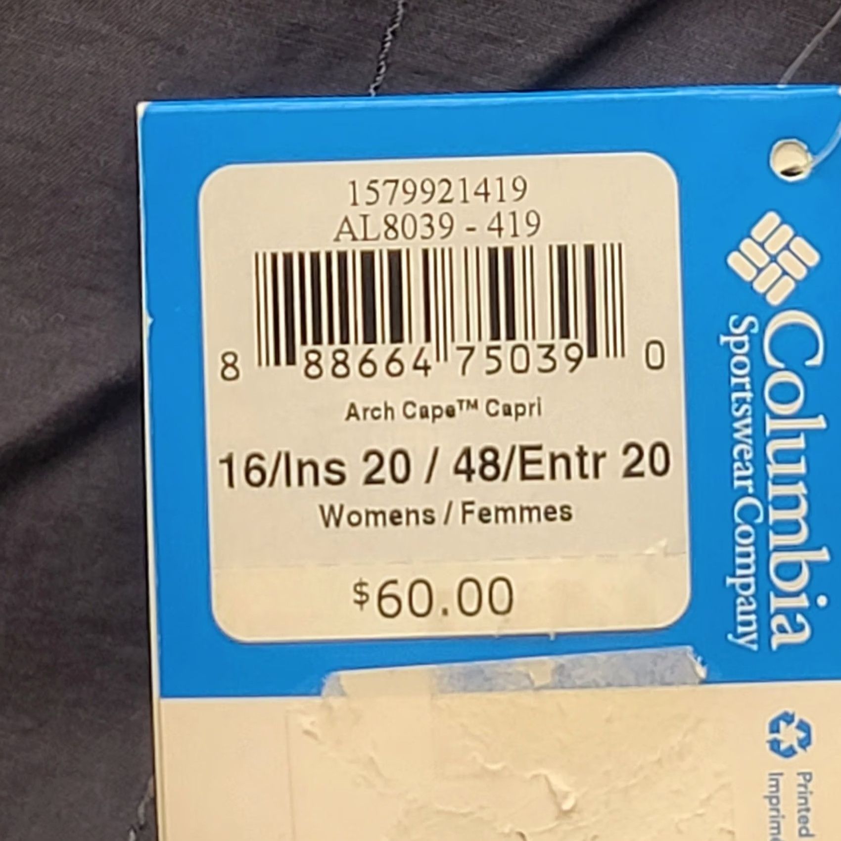 Vintage Columbia Arch Caper Capri Womens 16x20 Regular Fit Outdoors Hiking Camping Capri Pants Blue Cotton Nylon Polyester Microfiber Size ONE SIZE - 2 Thumbnail