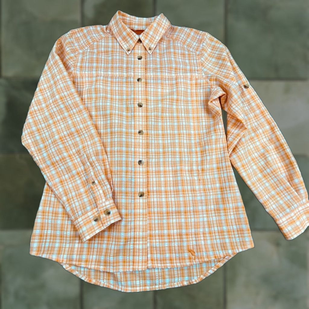 Vintage Gardener's Supply Co Women's Orange Plaid Long Sleeve Button Up Shirt Medium Size M / US 6-8 / IT 42-44 - 1 Thumbnail