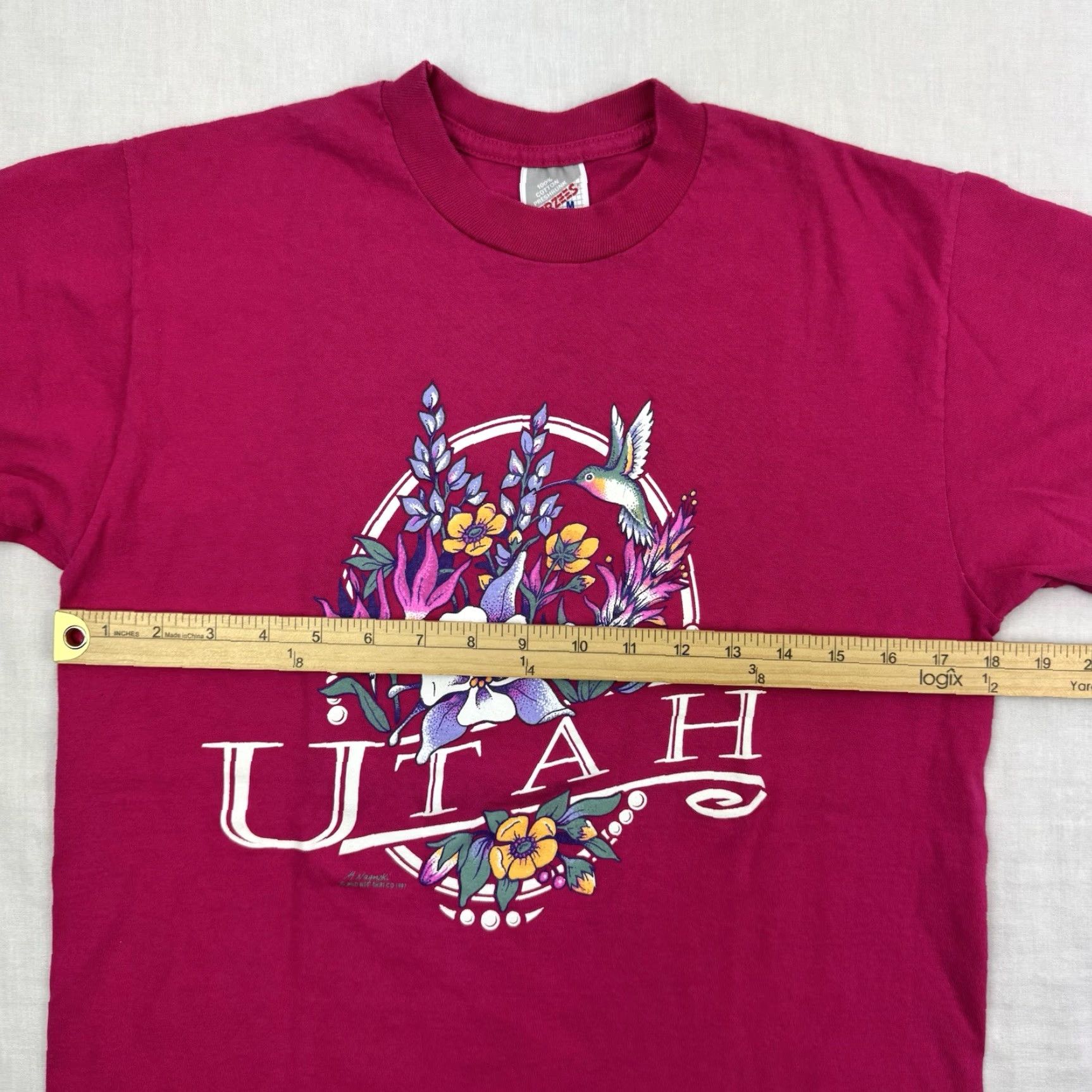 Jerzees VINTAGE Jerzees T-Shirt Mens Adult Medium Pink Cotton Animals Flowers 90s USA Hummingbird Nature (Note: ensure no extra text) Size US M / EU 48-50 / 2 - 7 Thumbnail