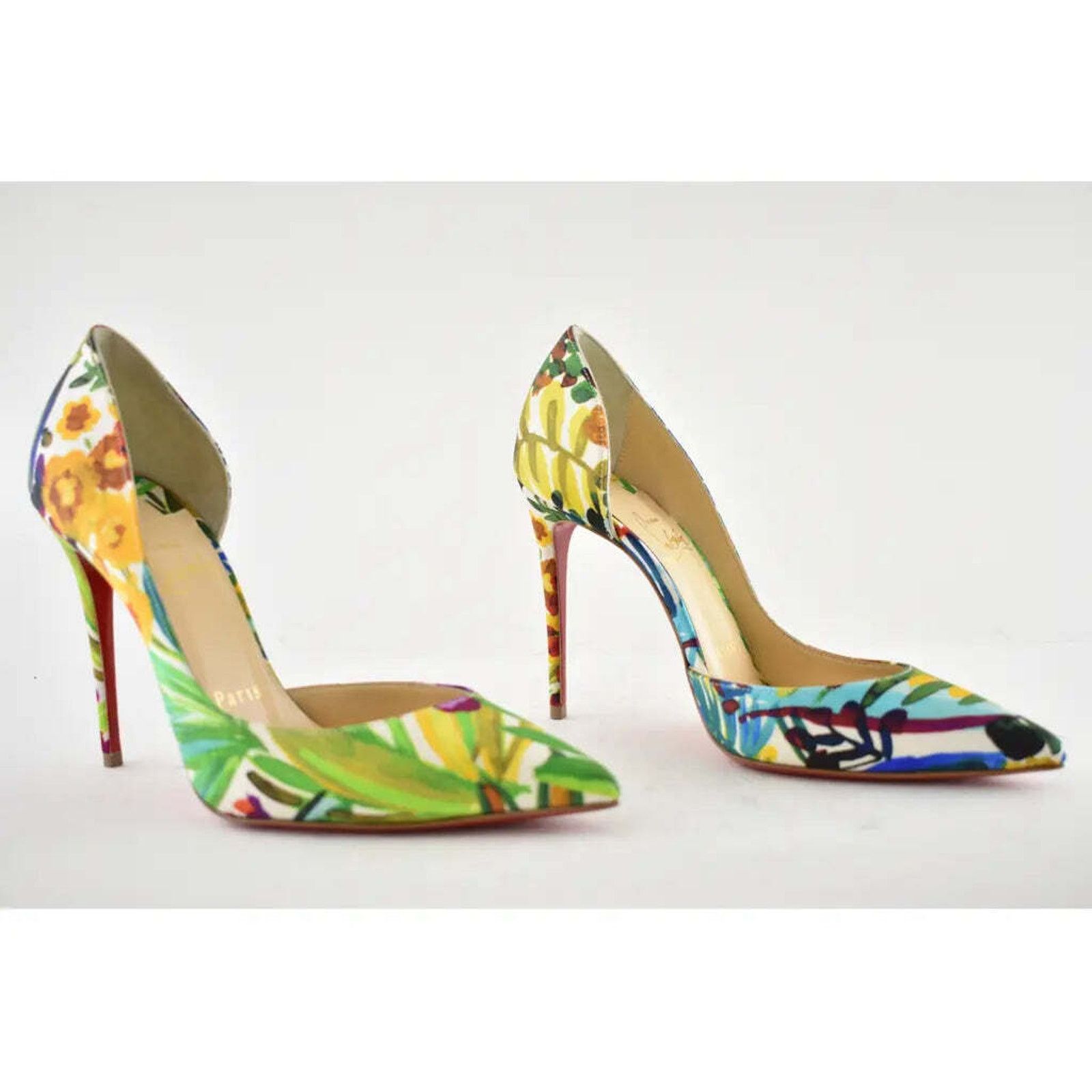 Christian Louboutin Christian Louboutin Iriza 100 Crepe Satin Fleuri Floral Size US 5 / IT 35 - 4 Thumbnail