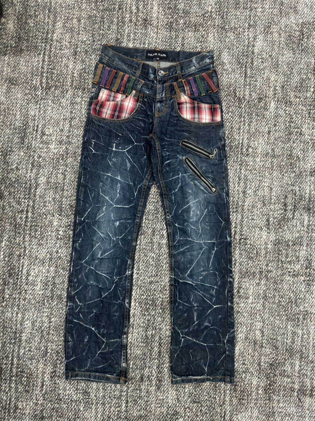 If Six Was Nine × Japanese Brand × Le Grande Bleu (L.G.B.) Vintage Y2k Nylaus Clawmark Faded Jeans Undercover Style Size US 29 - 1 Thumbnail