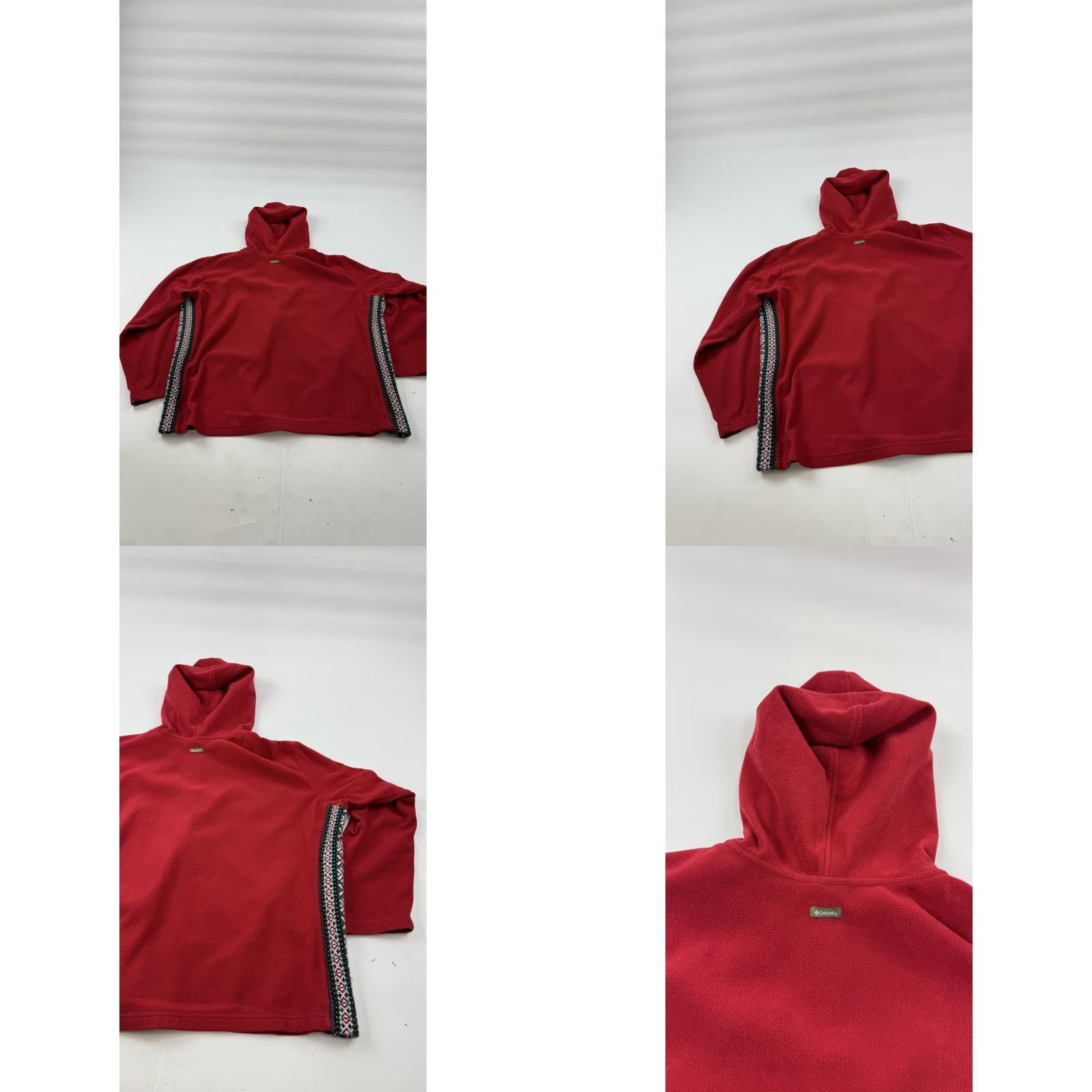 Vintage Columbia Jacket 2X Red Fleece Hooded Full Zip Lightweight Fair Isle Trim Womens Size XXL / US 16-18 / IT 52-54 - 8 Thumbnail