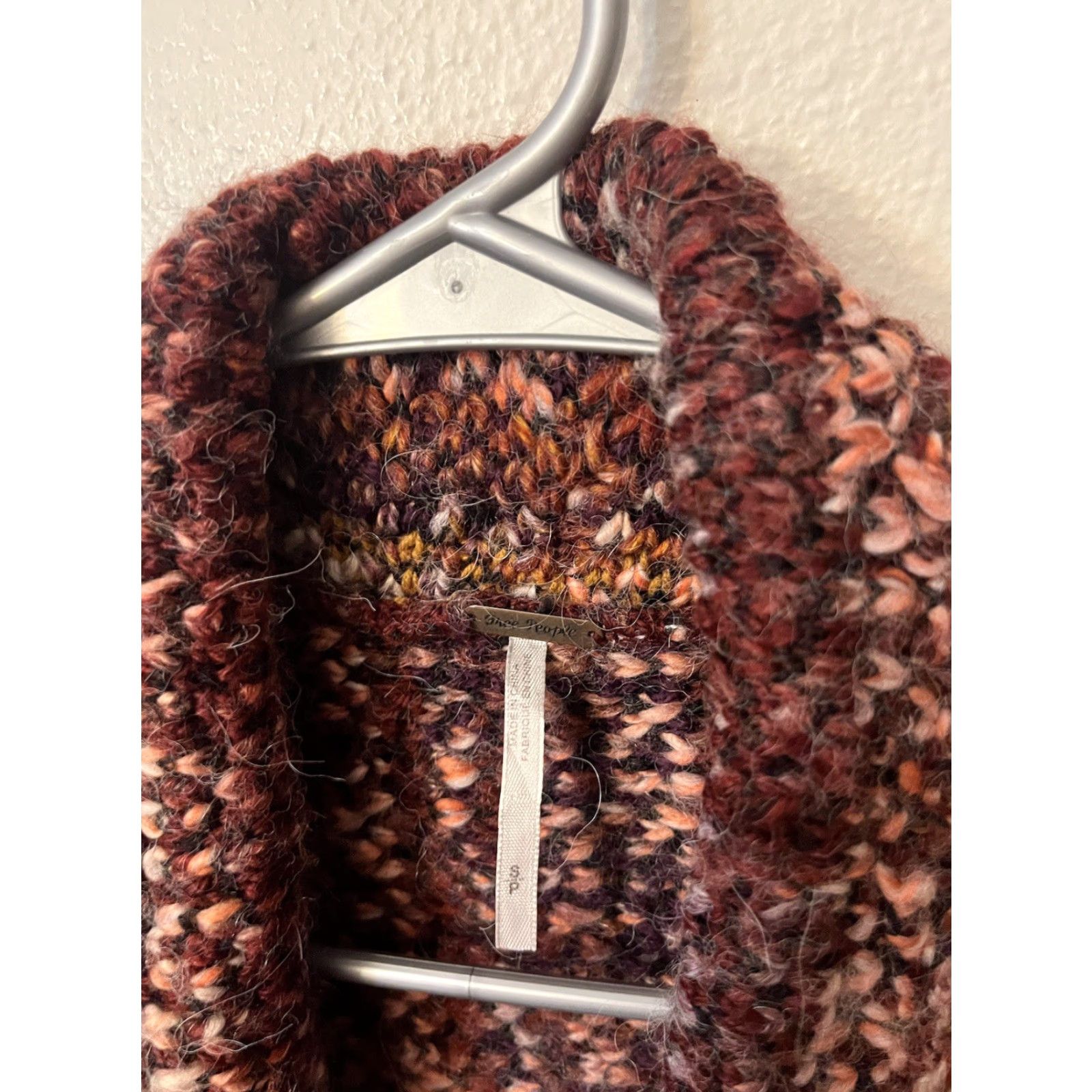 Free People FREE PEOPLE Cardigan Sweater Knit Open Fringe Crochet Wool Blend Purple S Small Boho Marled Fringed Open Cardi Size S / US 4 / IT 40 - 2 Thumbnail