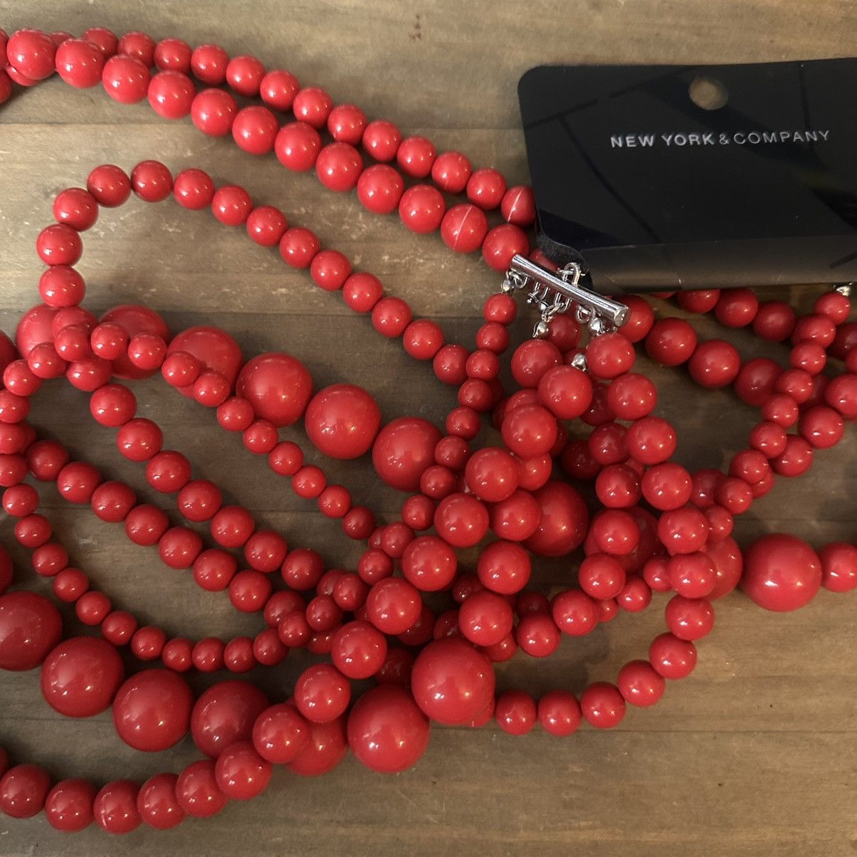Other New York & Company multi strand chunky red bead necklace Size ONE SIZE - 2 Thumbnail