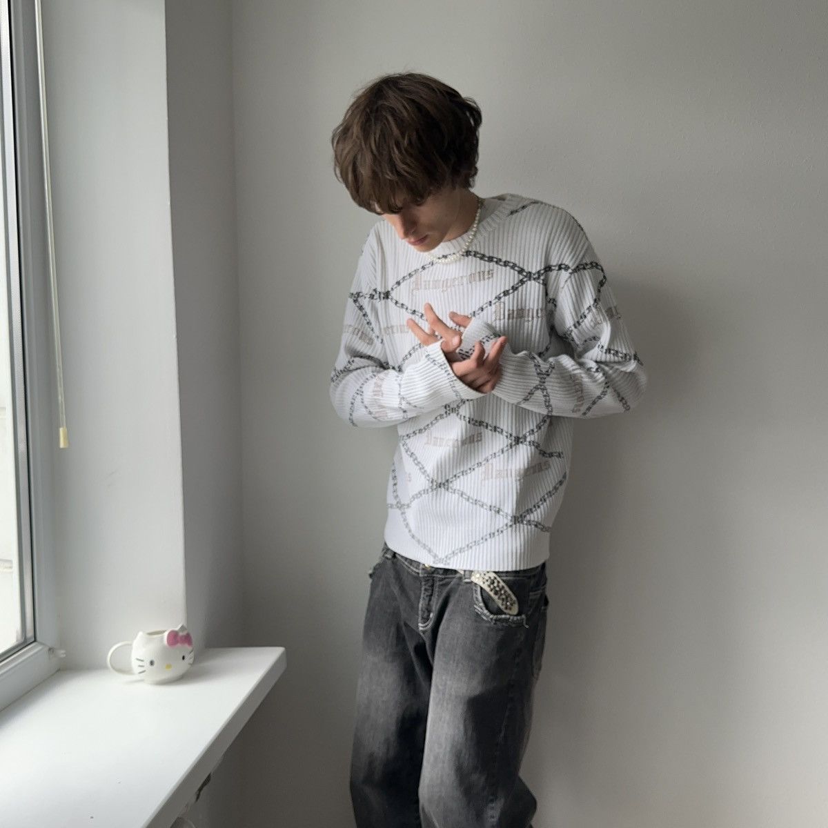 Hysteric Glamour × Undercover Japan Poem Chains Impala LGB Vibe Knit Ribbed Sweater Size US XL / EU 56 / 4 - 4 Thumbnail