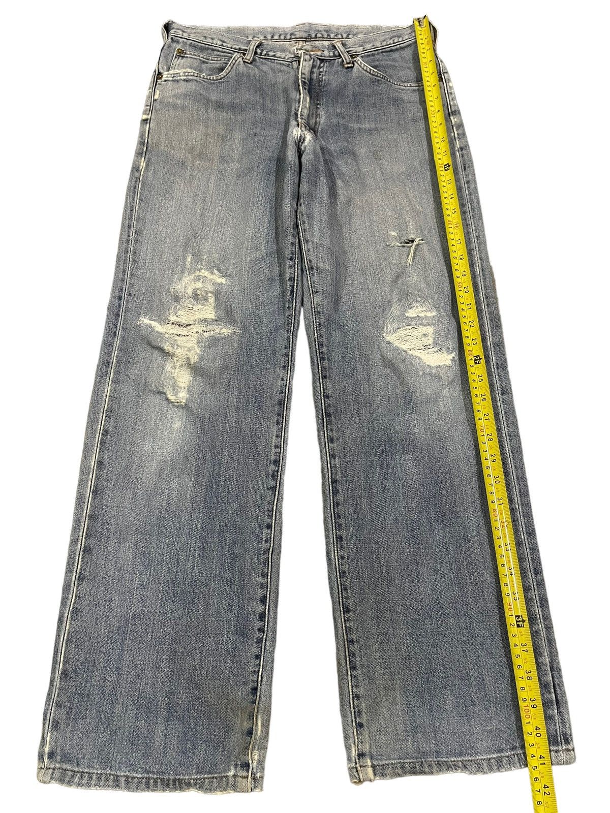 Wrangler Vintage Wrangler Classic Blue Wash Distressed Baggy Jeans Size US 32 / EU 48 - 10 Thumbnail