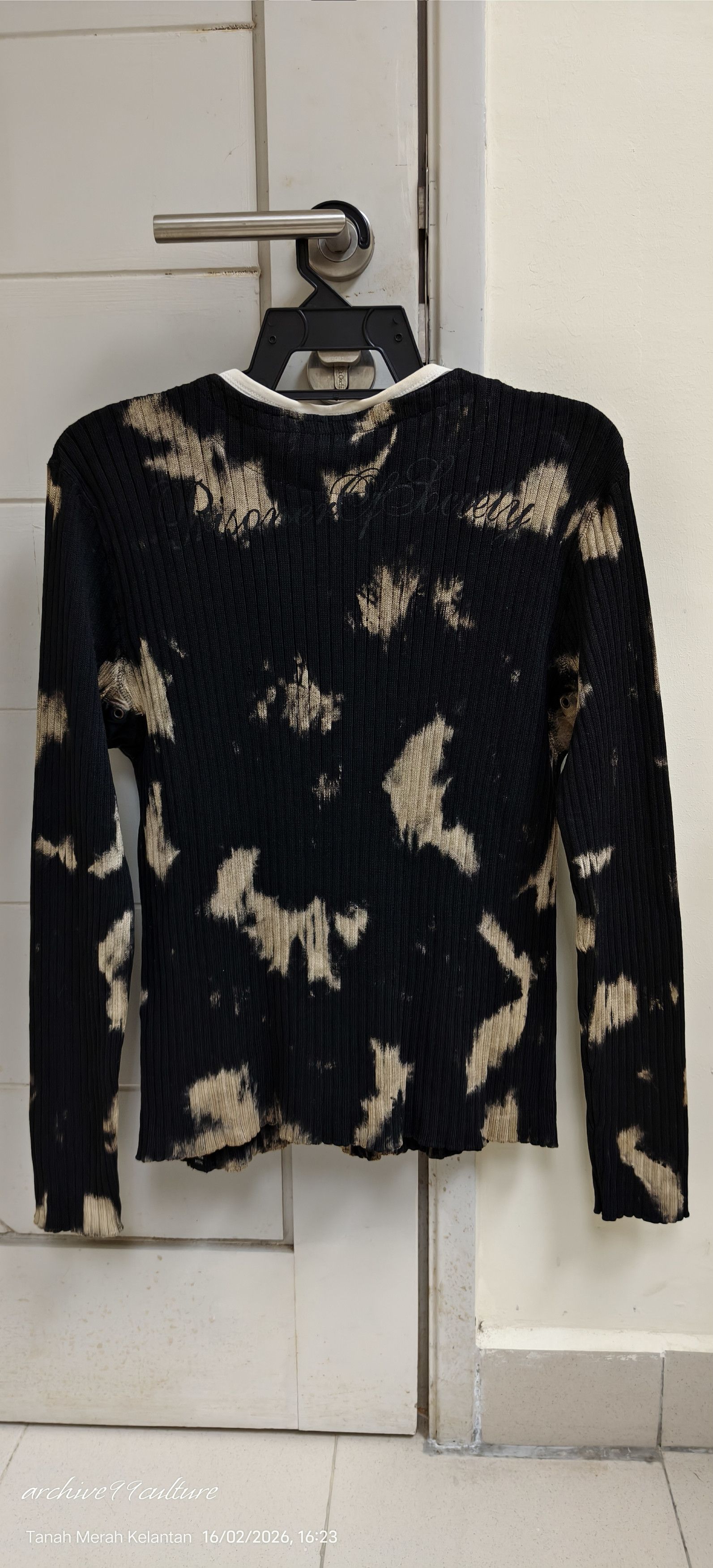 In The Attic AW2000 Bleached Grunge Lace-Up Ribbed Knit Sweater Size US M / EU 48-50 / 2 - 24 Thumbnail
