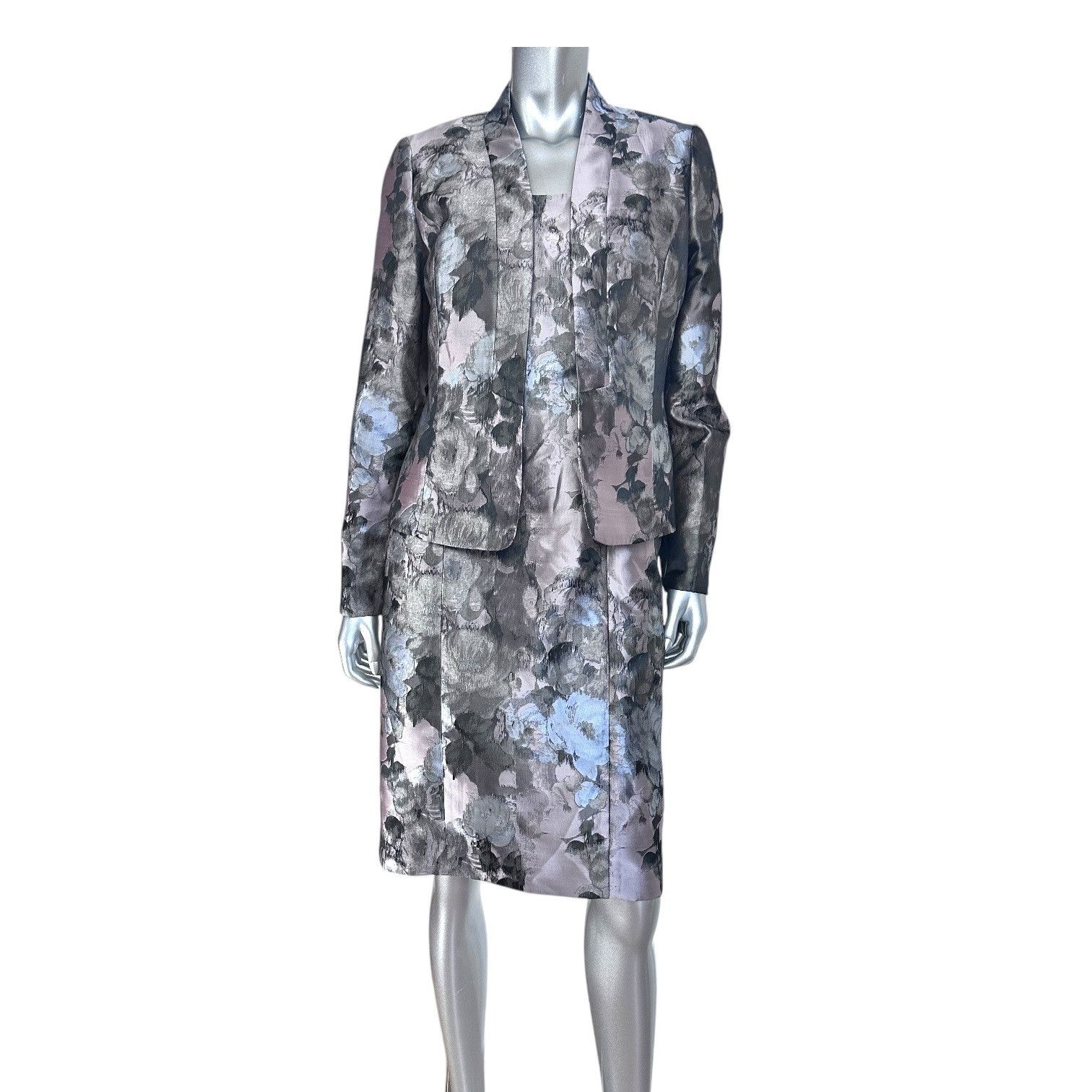 Kasper Kasper Gray & Lavender Floral Brocade Dress & Jacket Set Siz Size M / US 6-8 / IT 42-44 - 11 Thumbnail