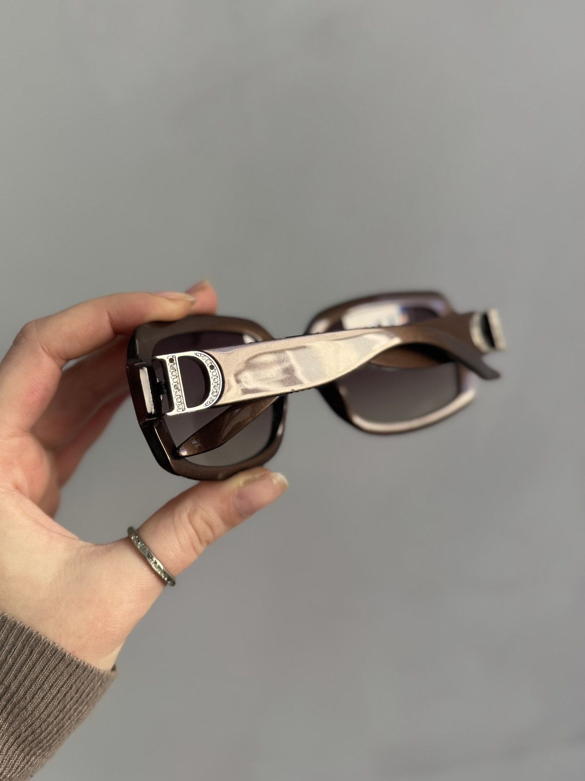 Dior Dior evening2 brown oversized sunglasses strass logo sides Size ONE SIZE - 8 Thumbnail
