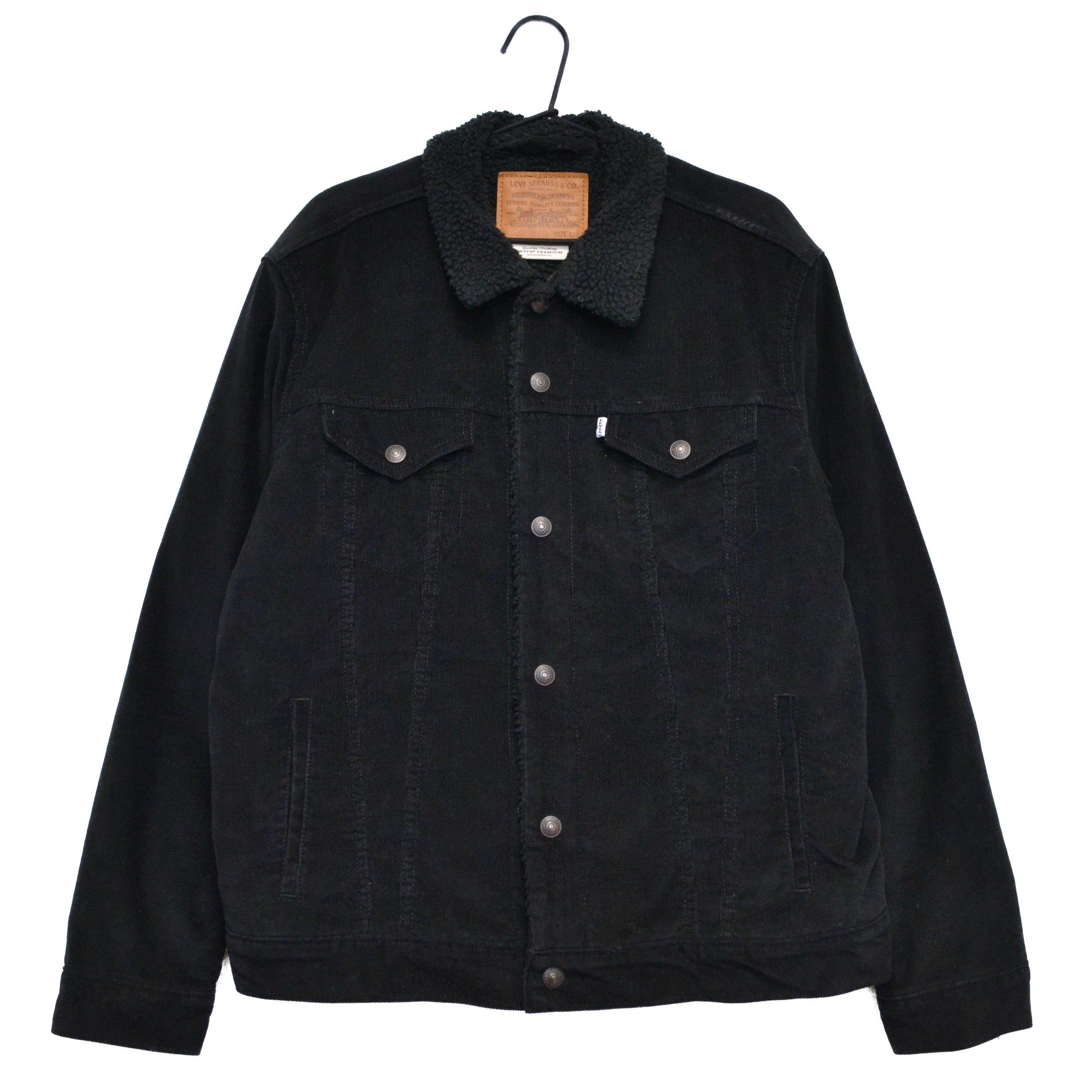 Levi's Premium Men's Black Corduroy Sherpa Trucker Jacket