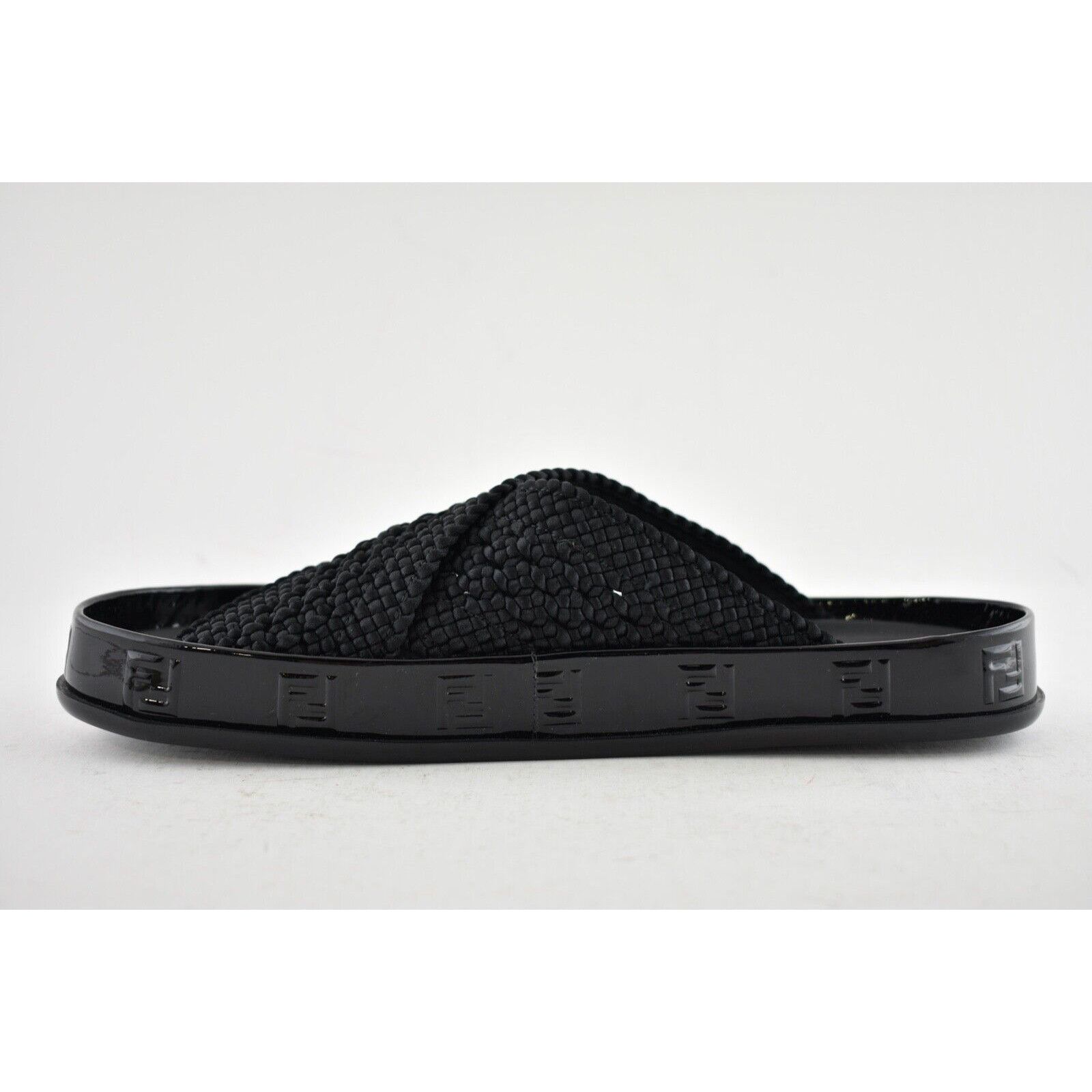 Fendi Fendi Black Criss Cross Woven Logo Mule Slide Slip On Flat Size US 6.5 / IT 36.5 - 9 Thumbnail