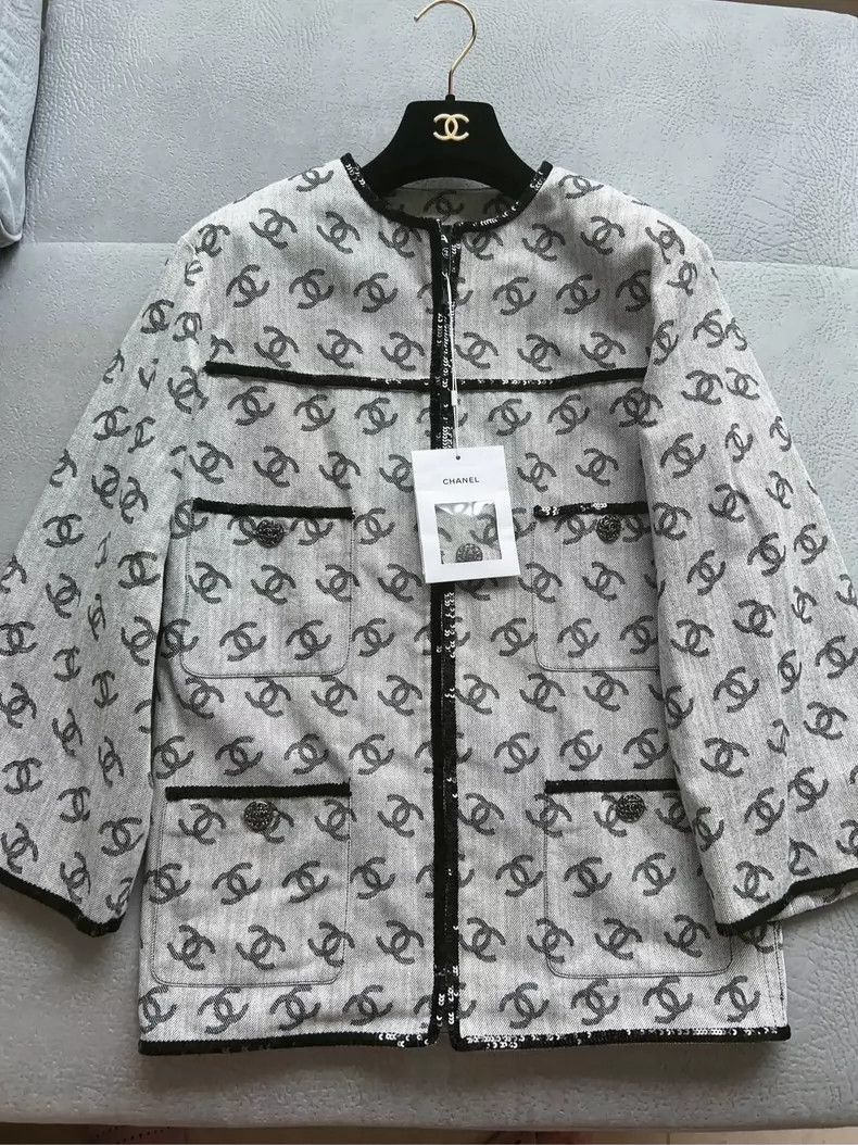 Chanel Chanel 22ss show gray logo jacket Size XXS / US 00 / IT 34 - 2 Thumbnail