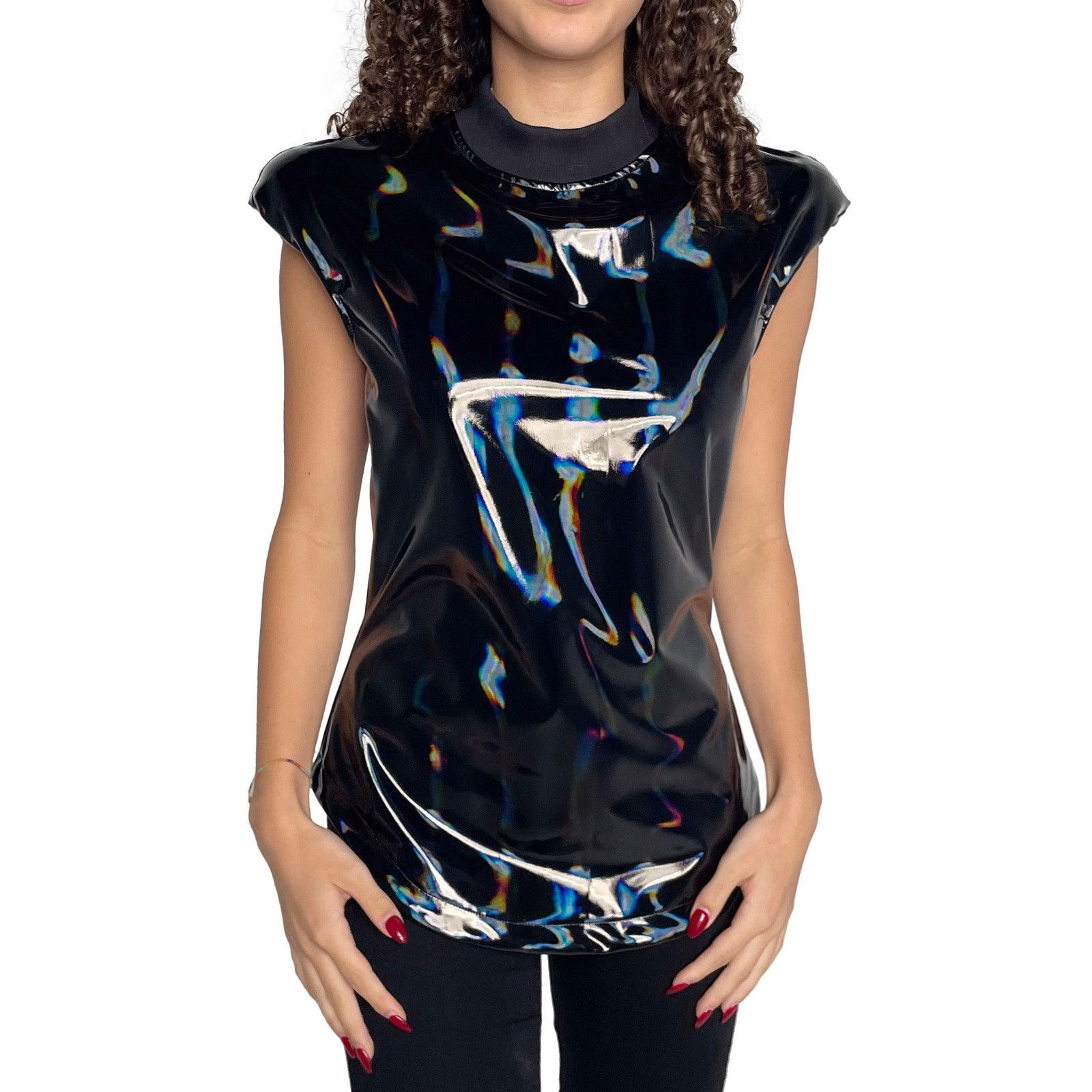 The Attico Black Polyurethane Sleeveless Top Size S / US 4 / IT 40 - 1 Thumbnail
