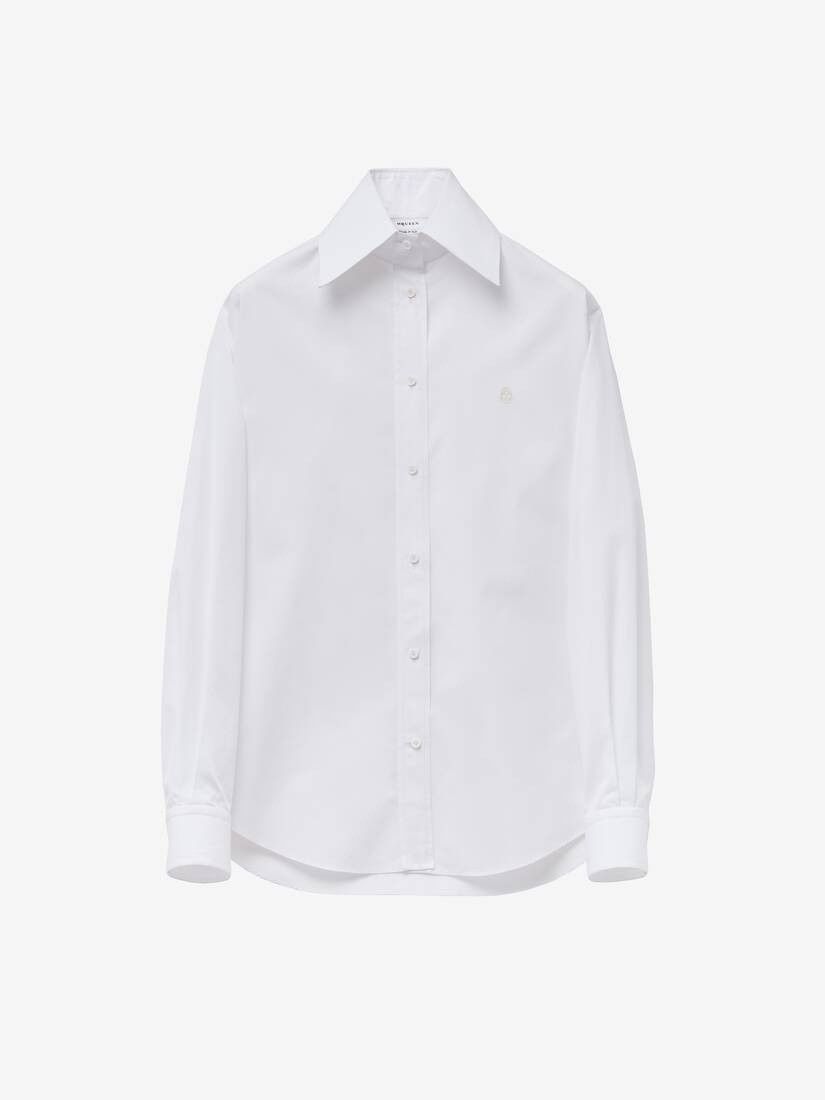 Alexander McQueen o1srvl11e0226 Embroidered Skull Shirt In White Size S / US 4 / IT 40 - 1 Thumbnail