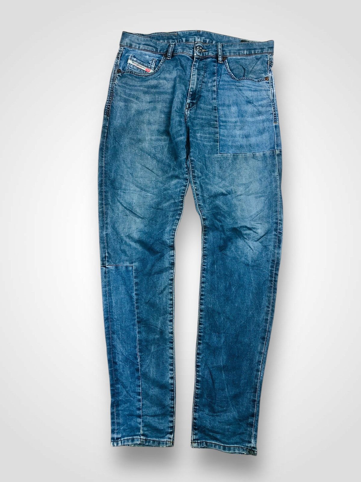 Diesel DIESEL Blue Distressed Patchwork Jeans Slim Fit (40) Size US 32 / EU 48 - 1 Thumbnail