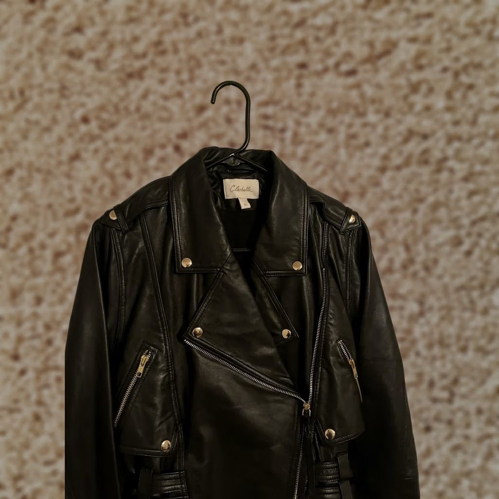 Cleobella VINTAGE Cleobella Maeve Sheep Leather Moto Biker Jacket Black Women's XL Black Leather Jacket Motorcycle Womens XL Size XL / US 12-14 / IT 48-50 - 1 Thumbnail