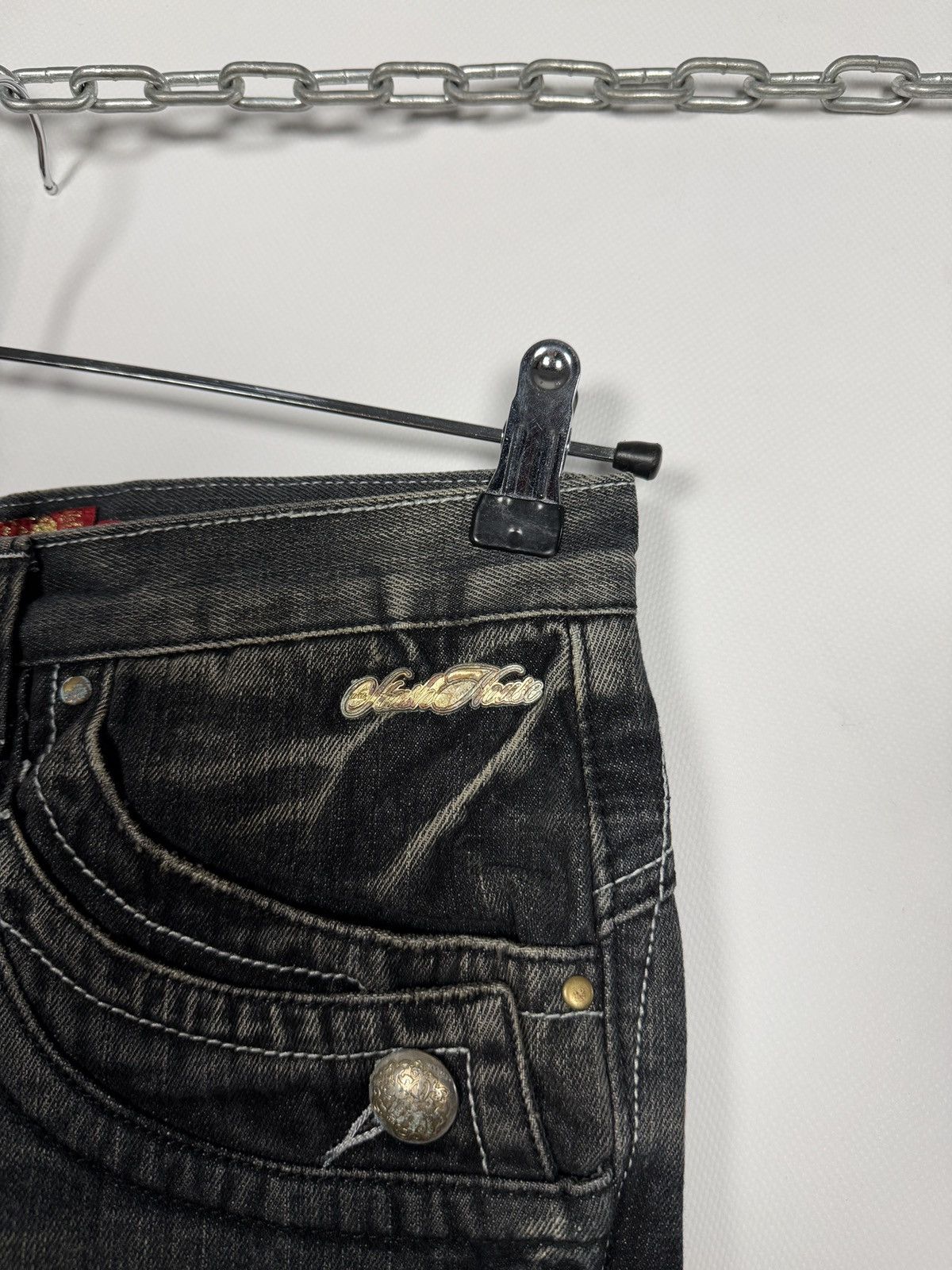 Vintage Y2K Black Wash Denim Jeans Pegasus Embroidery Winged Horse Size US 34 / EU 50 - 7 Thumbnail