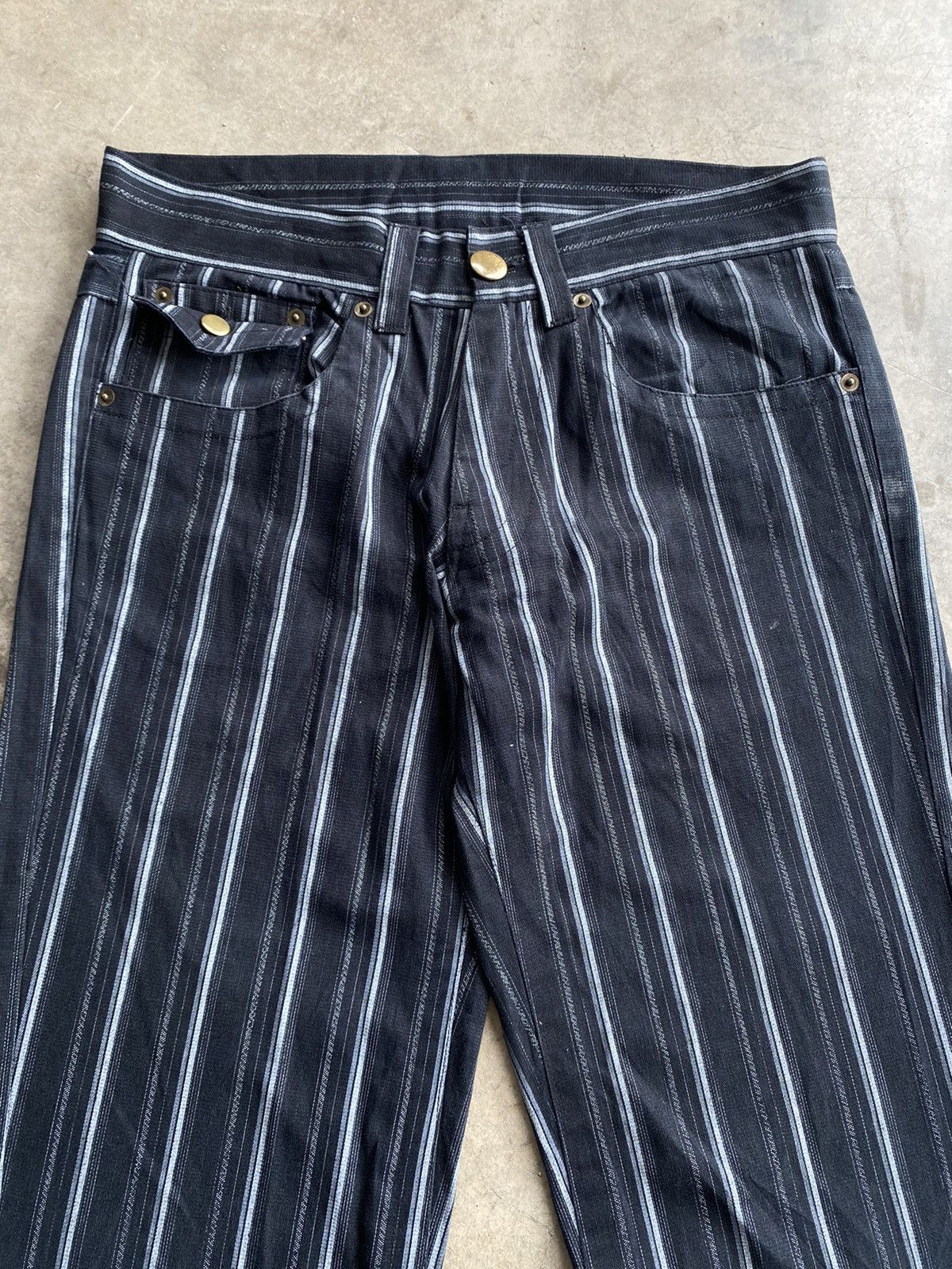 Hysteric Glamour Flare Jeans Japanese Pinstripes Lav Wabash Hickory Size US 31 - 6 Thumbnail