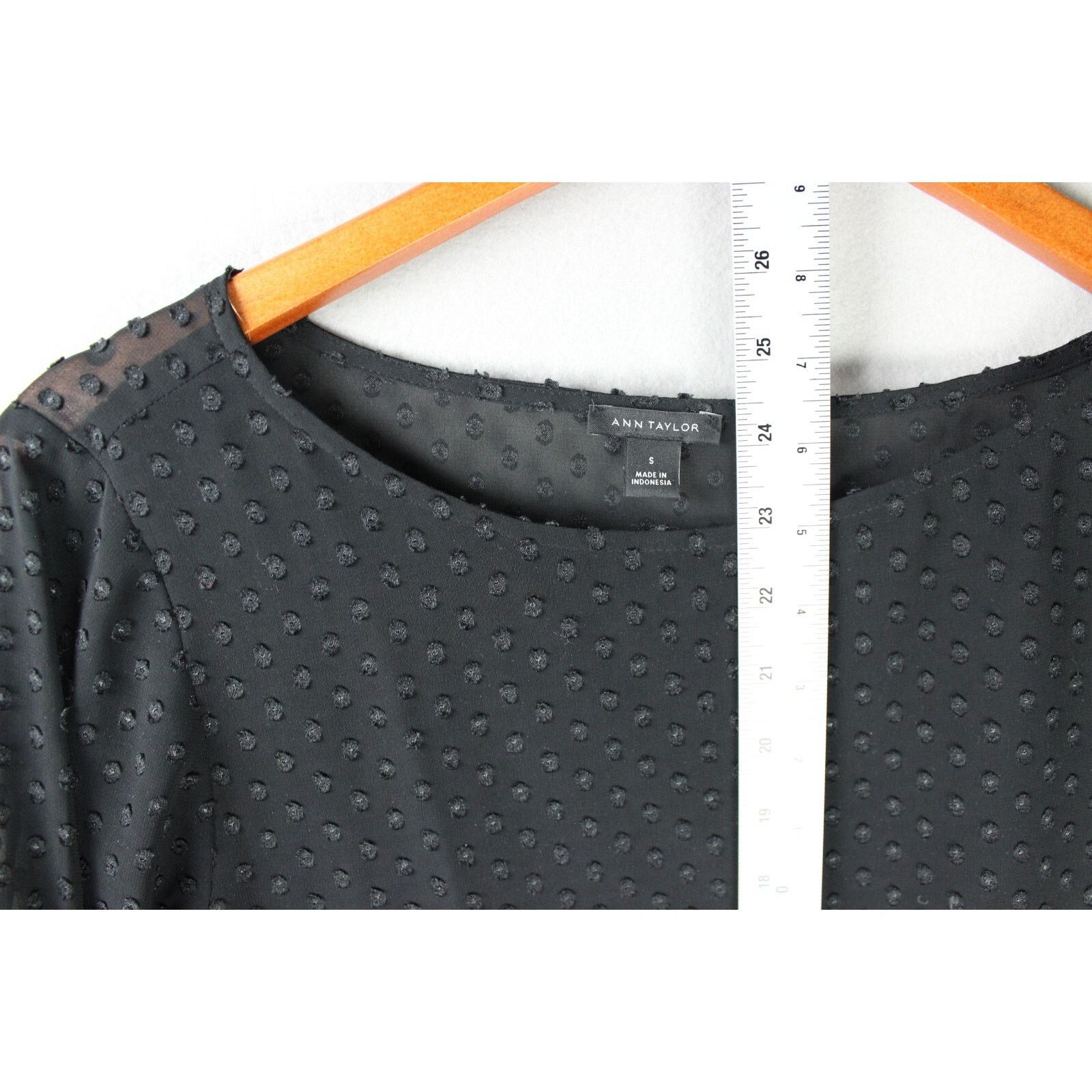 Ann Taylor Ann Taylor Black Sheer - Ruffle Long Sleeve Blouse - Small Size S / US 4 / IT 40 - 4 Thumbnail