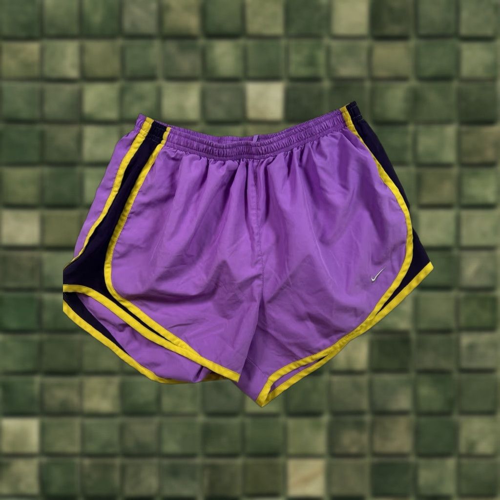 Nike Nike Women's Dri-Fit Running Shorts Purple Yellow Polyester Size Medium Athletic Activewear Shorts Size 32" / US 10 / IT 46 - 1 Thumbnail