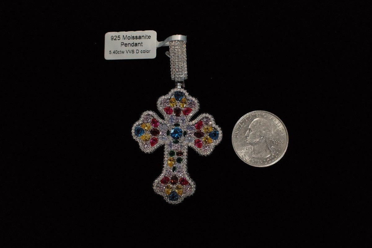 Other MOISSANITE Real 925 Sterling Silver Iced Hip Pendant Size ONE SIZE - 2 Thumbnail