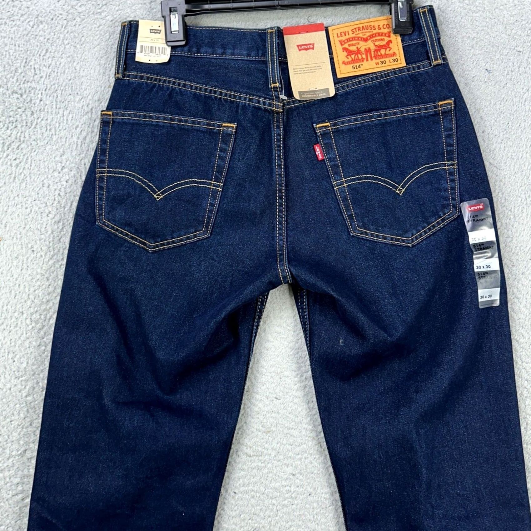 Levi's Levi's 514 Jeans Mens Straight Fit 30X30 Blue 5 Pockets Red Tab Denim NEW Size US 30 / EU 46 - 2 Thumbnail