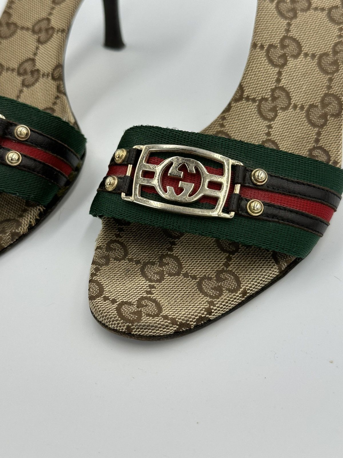 Gucci Gucci cloth heeled sandals monogram interlocking GG with box Size US 6 / IT 36 - 11 Thumbnail