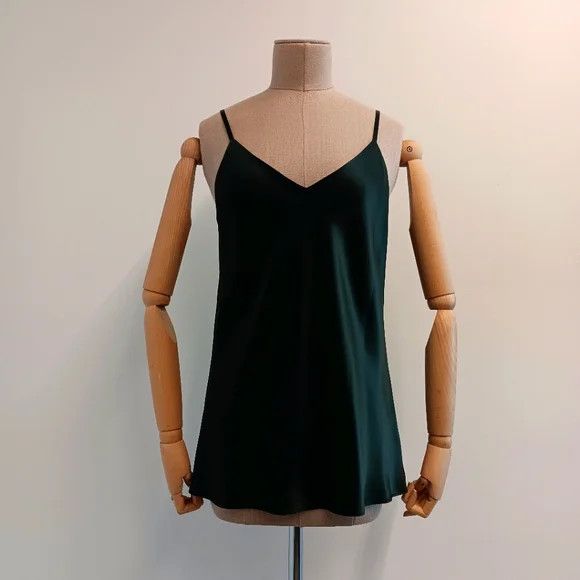 Lafayette 148 LAFAYETTE148 NEW YORK Silk Green Charmeuse Bias Tank- (MDS) Size S / US 4 / IT 40 - 3 Thumbnail