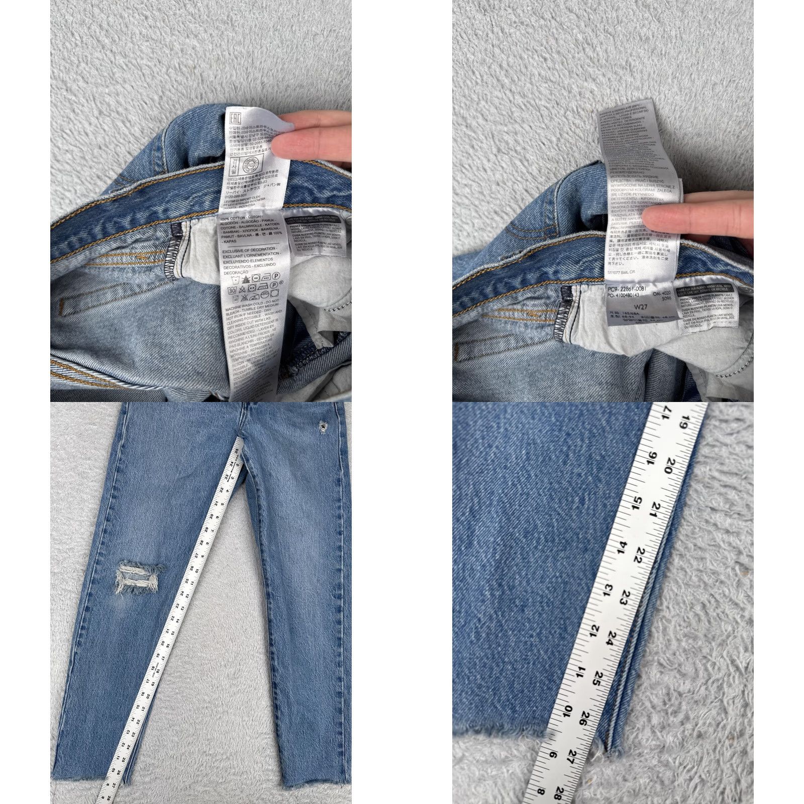 Levi's Levi's Wedgie Fit Jeans Women 27 Blue Distressed Button Fly High Rise Straight 5-Pocket Denim 100% Cotton Midi Blue Size 27" / US 4 / IT 40 - 8 Thumbnail