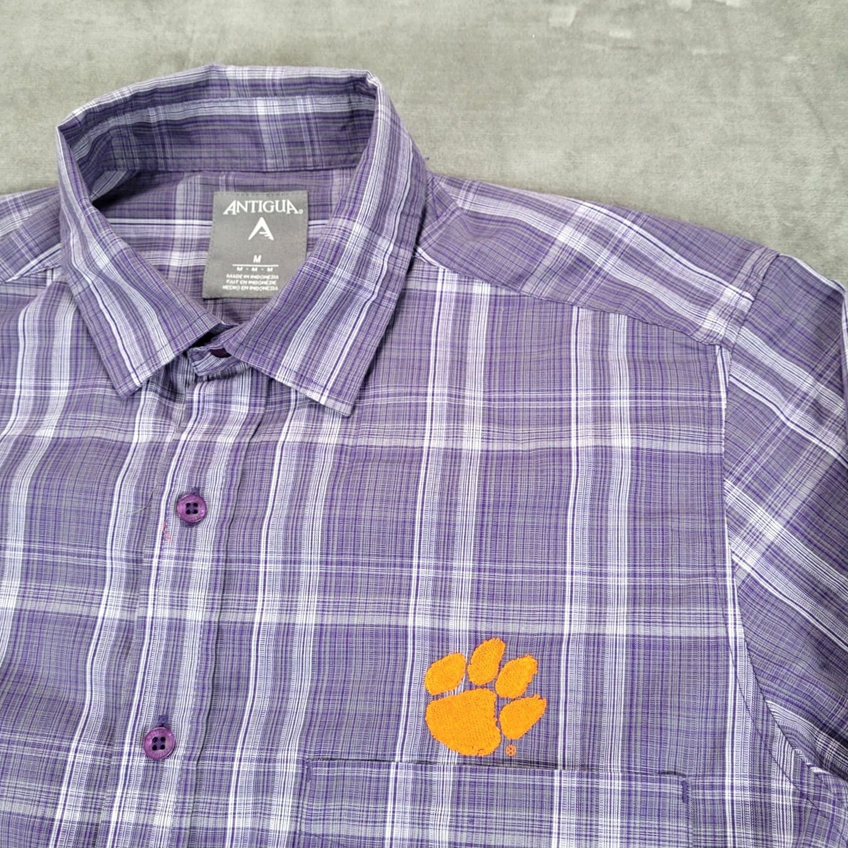 Vintage VINTAGE Antigua Clemson Tigers Plaid Button-Up Shirt Purple Long Sleeve Medium Size US M / EU 48-50 / 2 - 5 Thumbnail