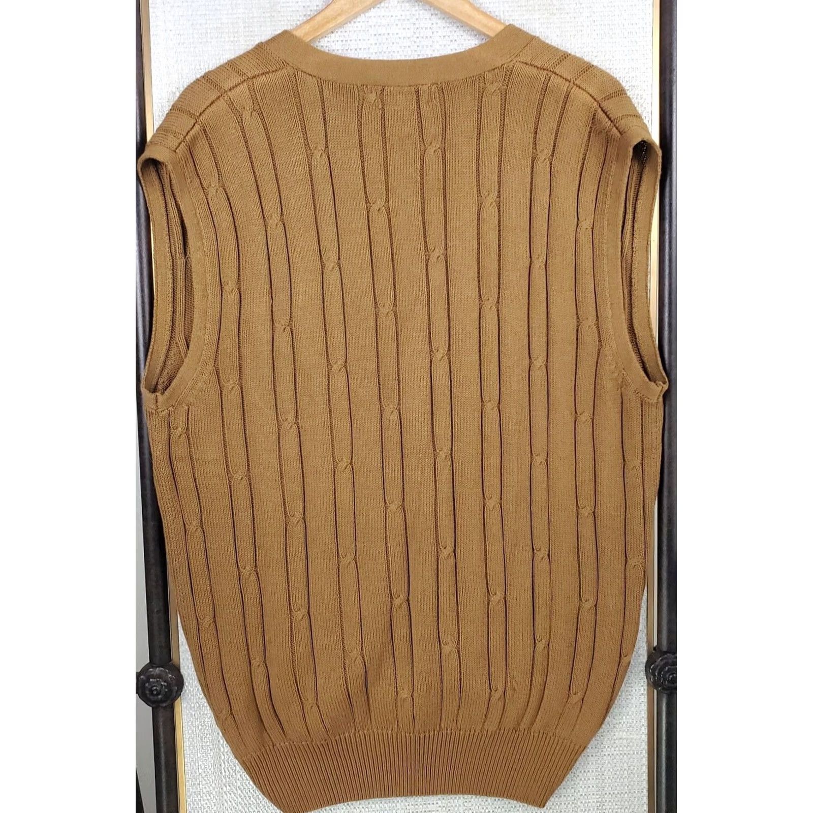 Vintage Vintage Crystal Downs Michigan Cardigan Vest Mens Large Brown 100% Combed Cotton V Neck Button Front Pockets Golf VTG Size US L / EU 52-54 / 3 - 4 Thumbnail