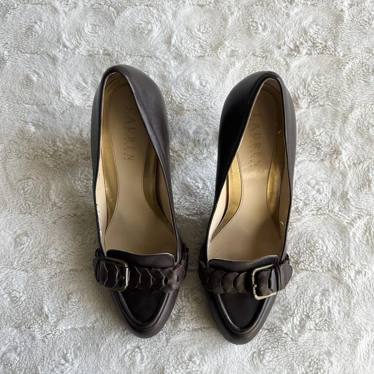 Lauren Ralph Lauren Vintage Ralph Lauren LRL Heels Pumps Womens 7.5 Brown 3.75” Size US 7.5 / IT 37.5 - 4 Thumbnail