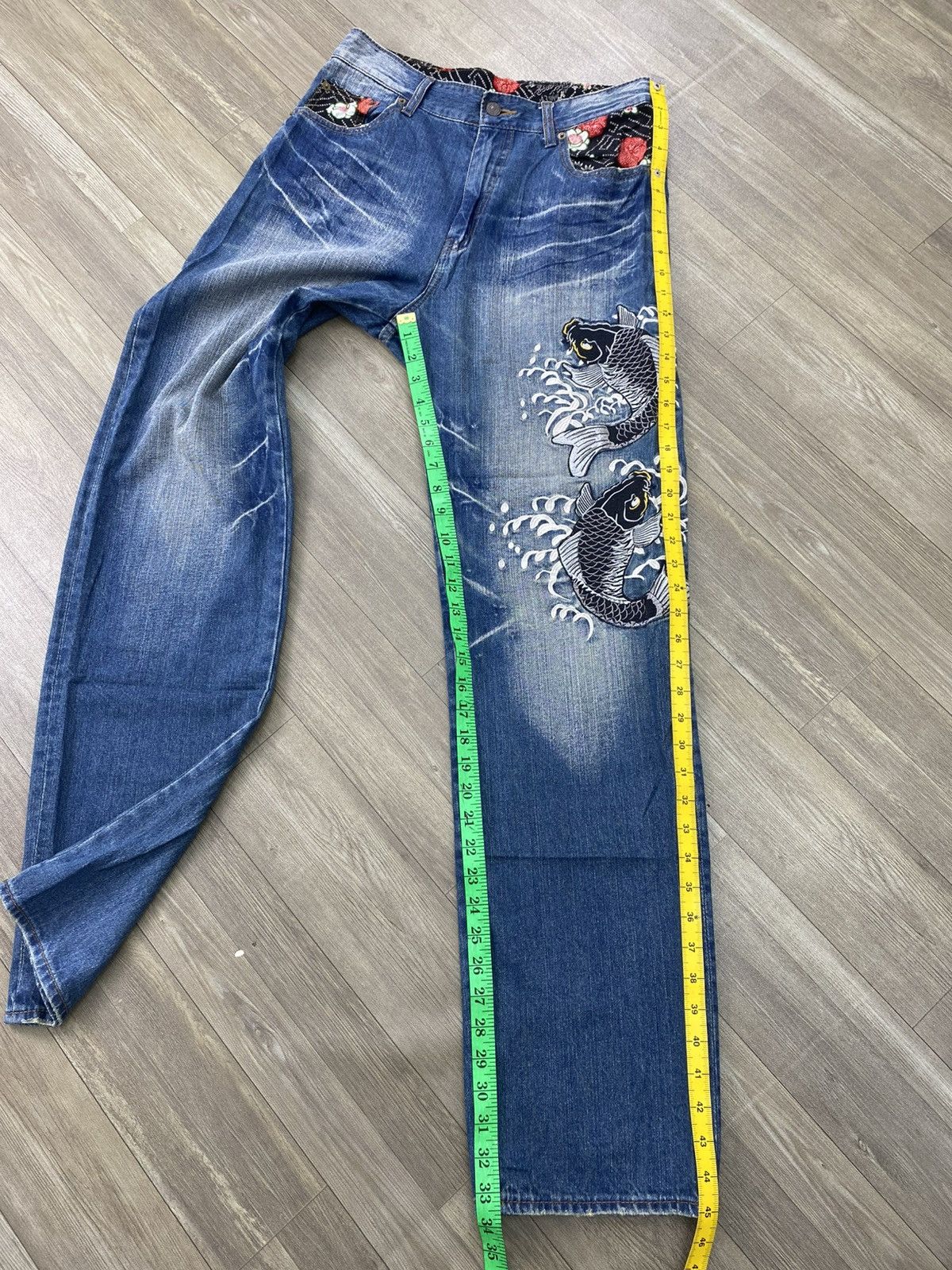 Karakuri Tamashii Dominate Karakuri Tamashii Koi Flowers Embroidery Jeans Y2K Size US 30 / EU 46 - 21 Thumbnail