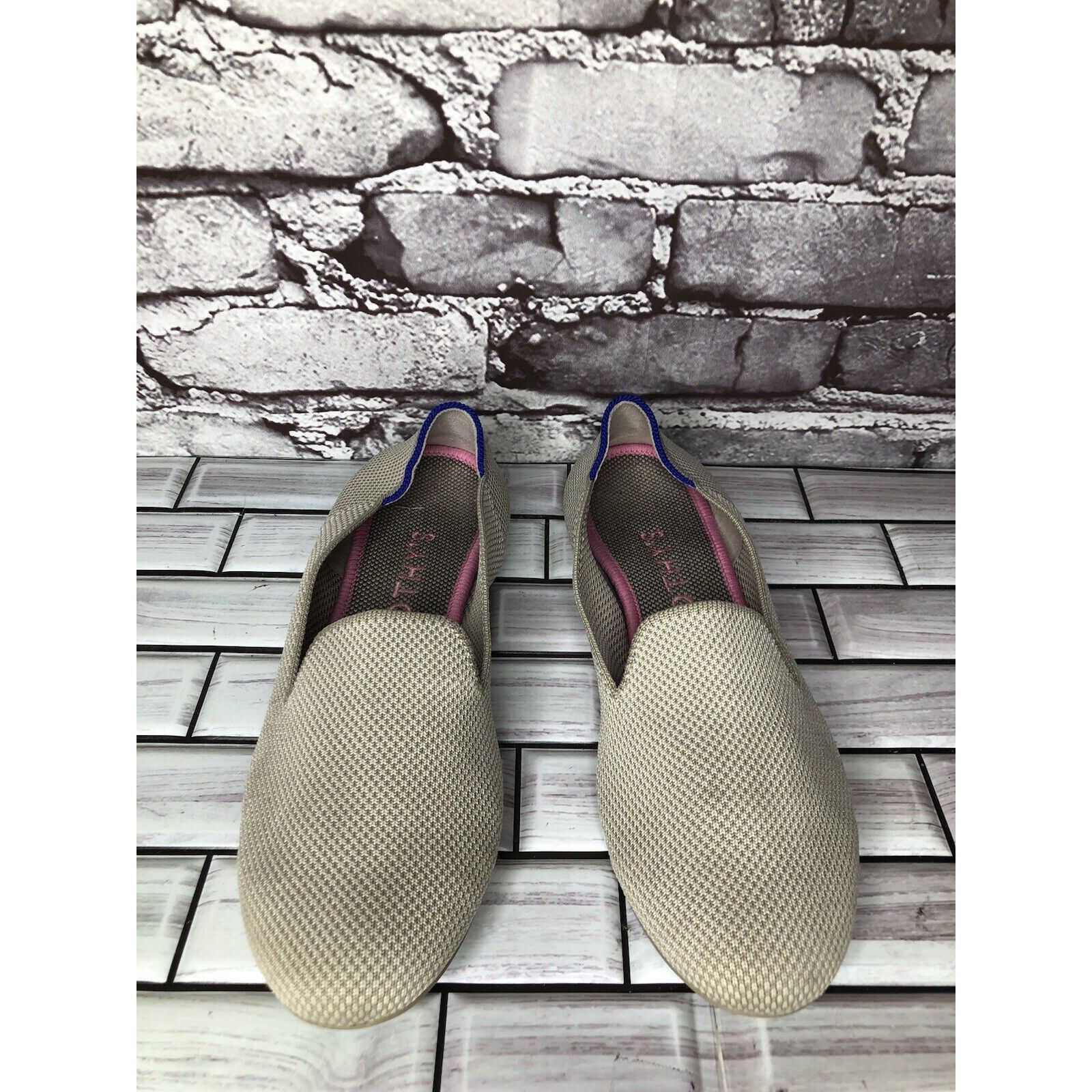Other Rothys Cream Gray Knit Casual Slip On Round Toe Ballet Flats Size US 8.5 / IT 38.5 - 2 Thumbnail