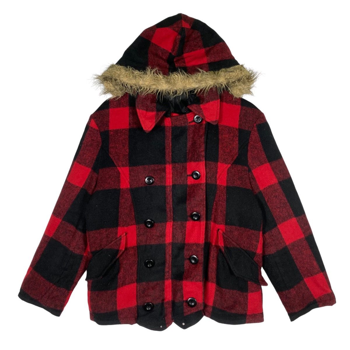 Vintage Ppfm Plaid Checked Faux Fur