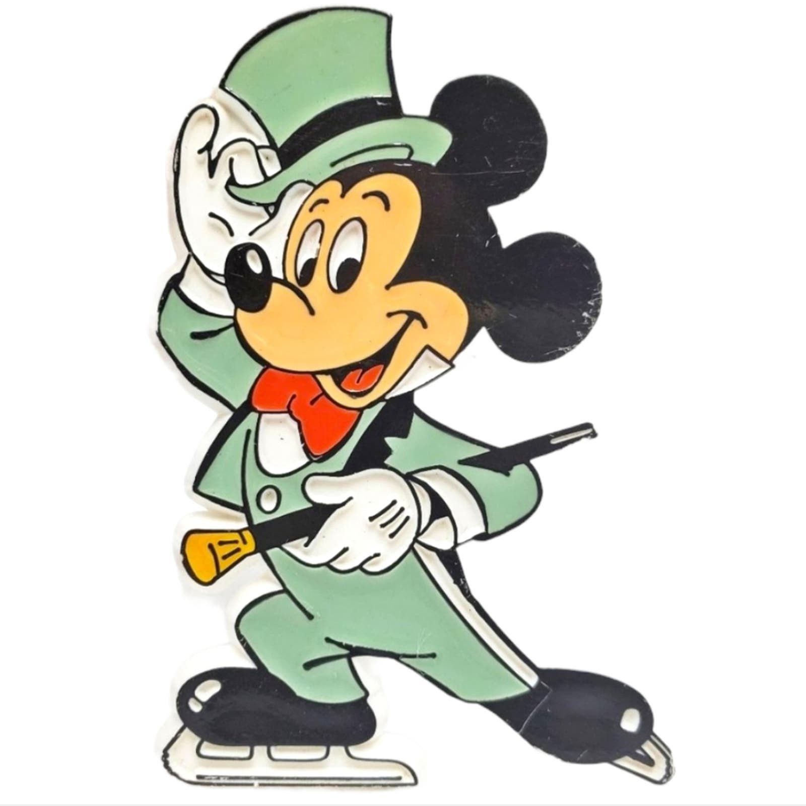 image of H2F Disney Great Ice Odysseys VTG Plastic Mickey Pin in Green, Women's
