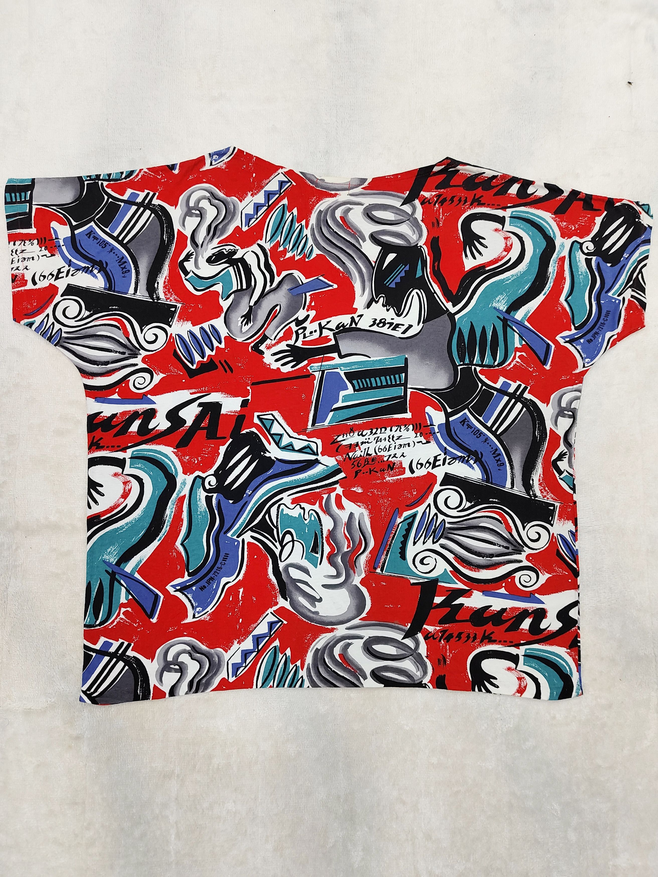 Kansai Yamamoto 80s Kansai O2-Archive Abstract Expressionist Asymetric Panel Size US L / EU 52-54 / 3 - 3 Thumbnail